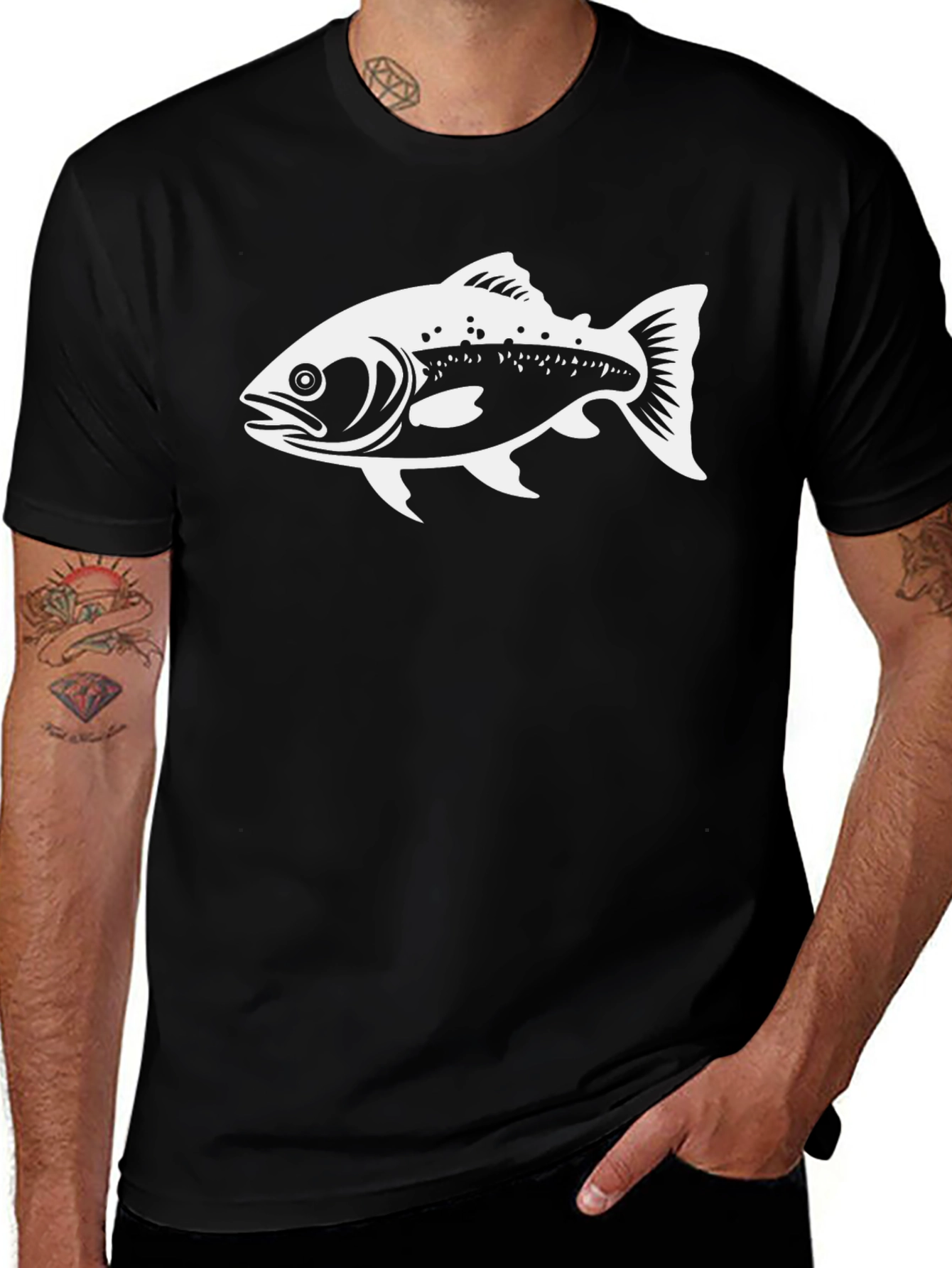Variant 23 of Men's Black Fish Graphic T-Shirt