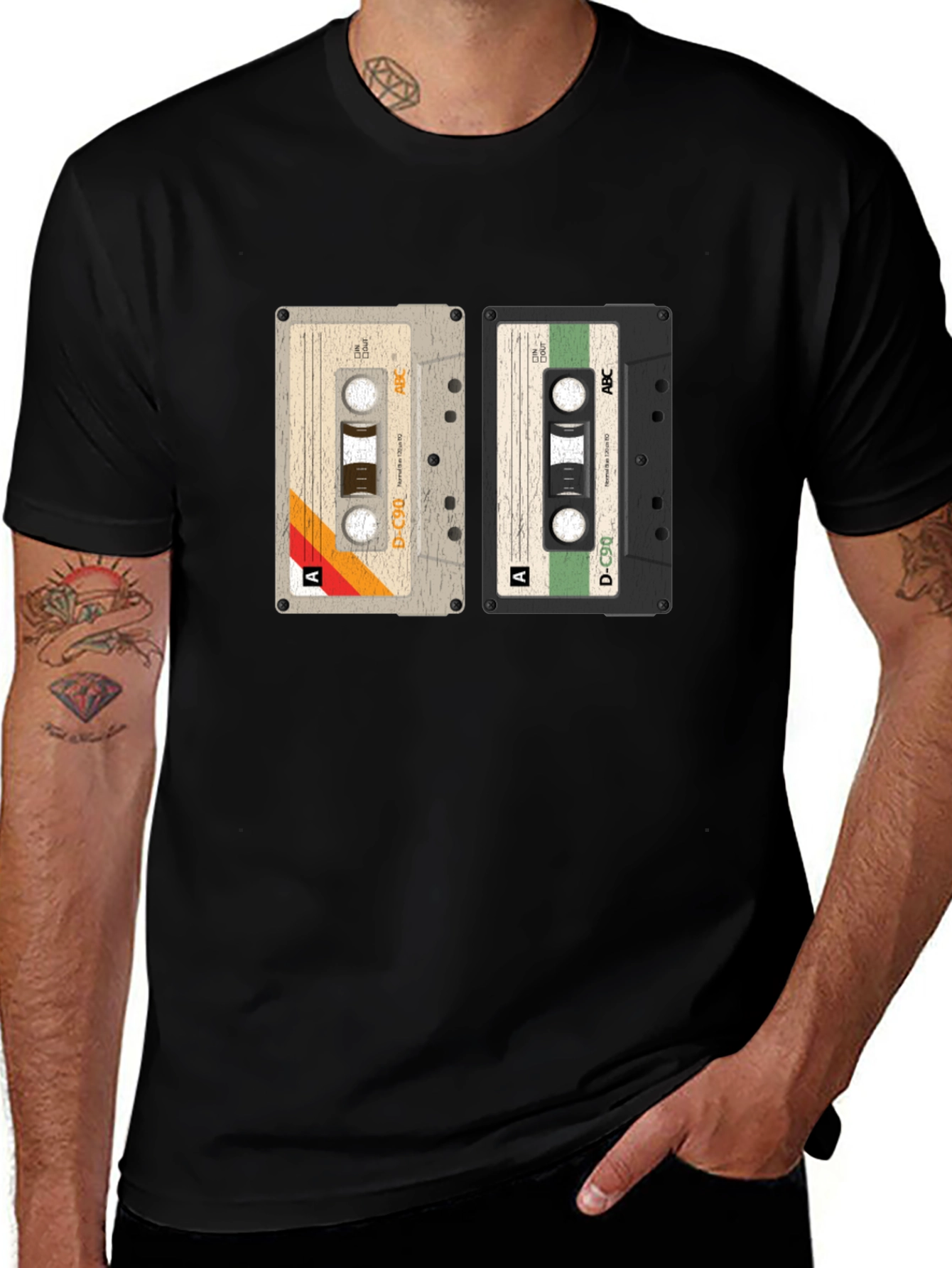 Variant 17 of Retro Cassette Tape Graphic Tee - Black Cotton Shirt