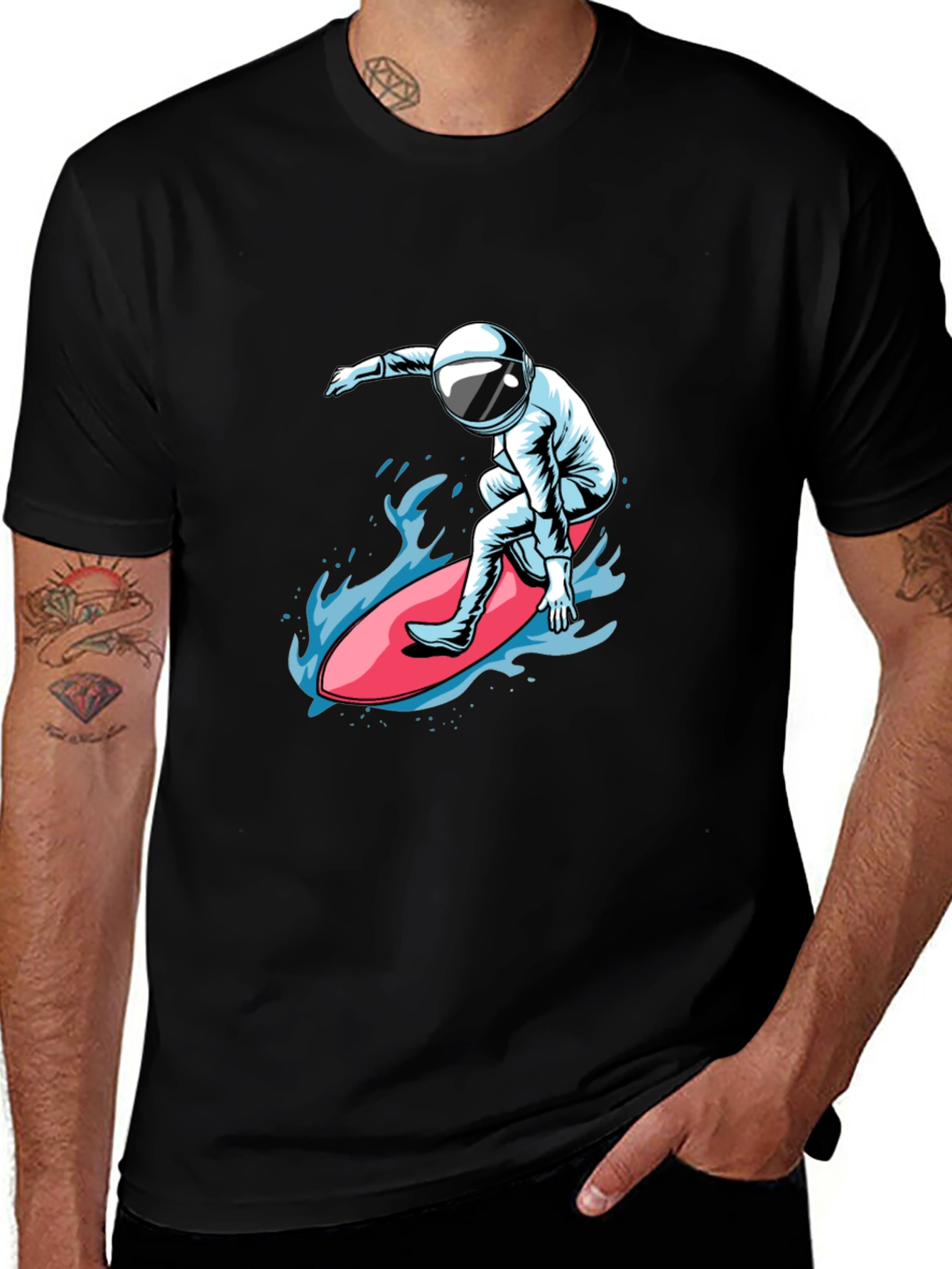Variant 21 of Astronaut Surfer Graphic Tee - Cool Space Design