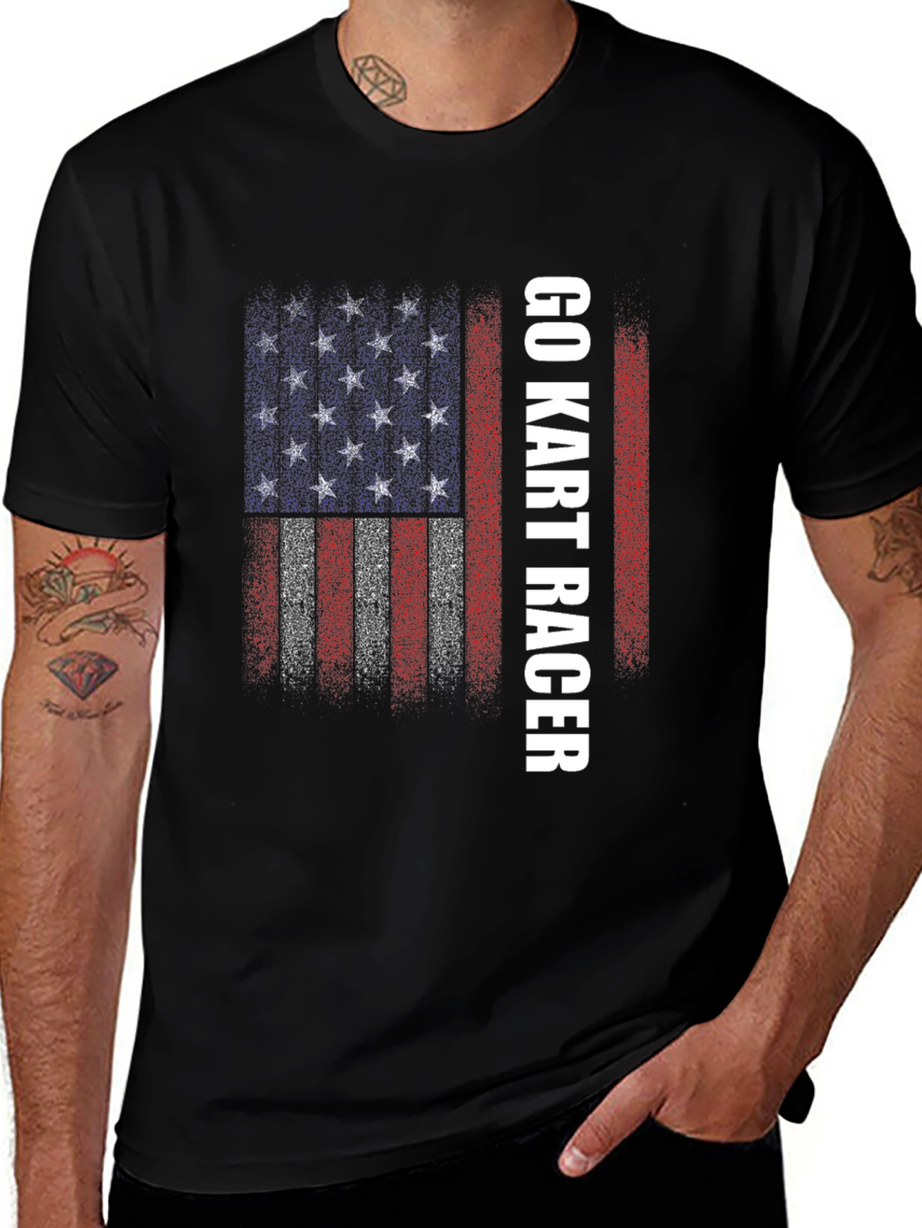 Variant 23 of Go Kart Racer American Flag T-Shirt
