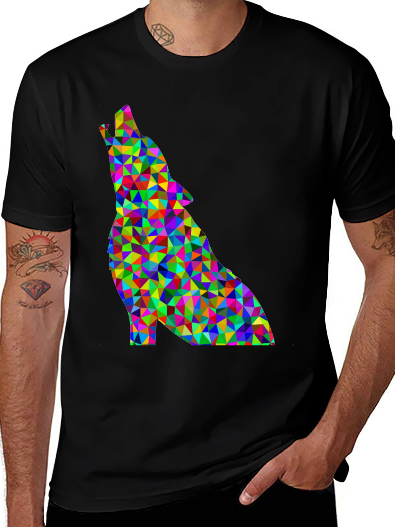 Geometric Wolf Tee - Artistic Men's T-Shirt