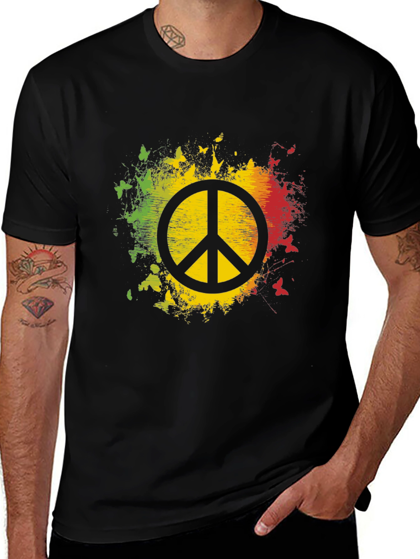 Variant 22 of Rasta Peace Sign Graphic T-Shirt