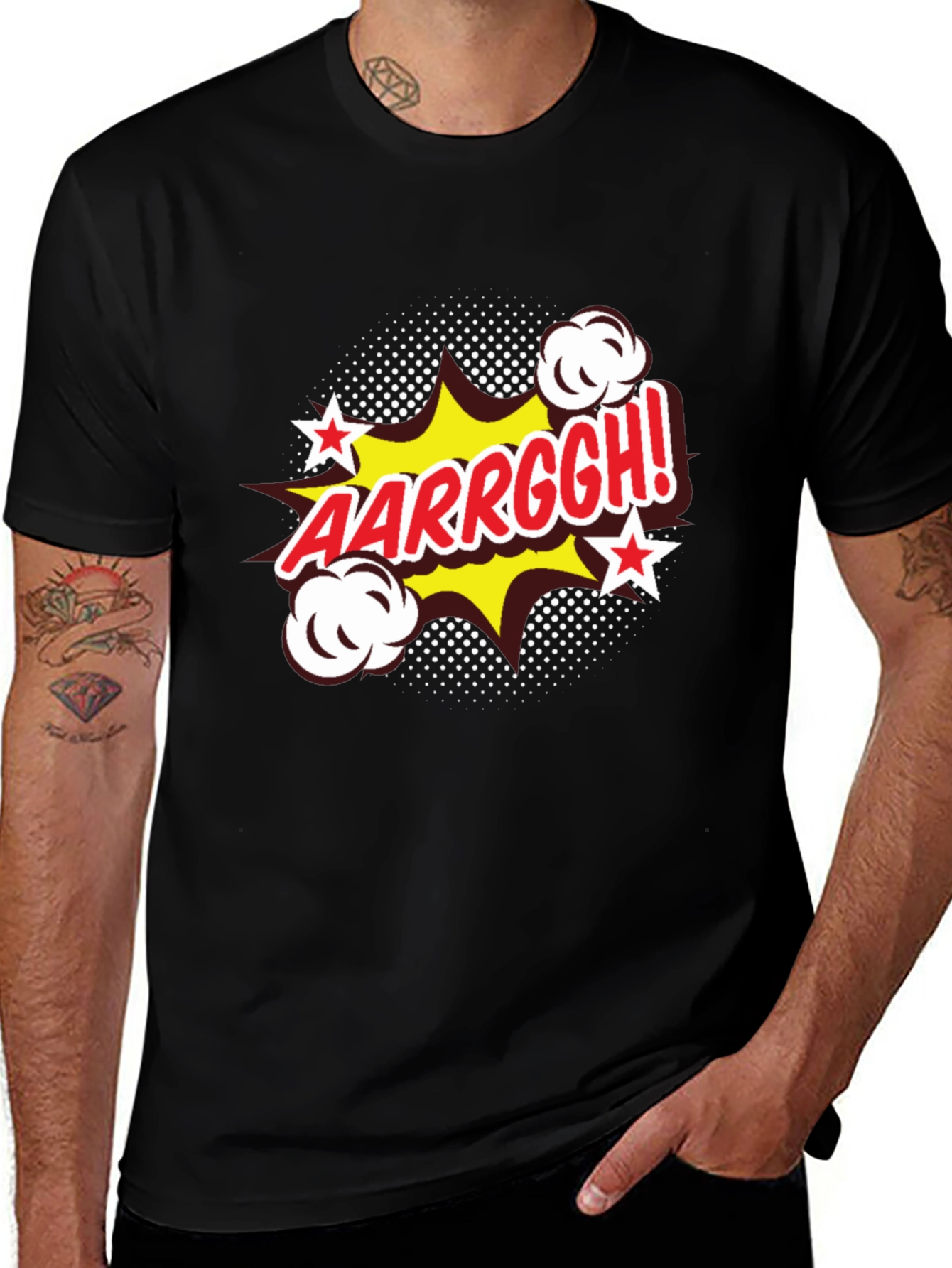 Variant 13 of AARRGGH! Comic Style Graphic Black T-Shirt