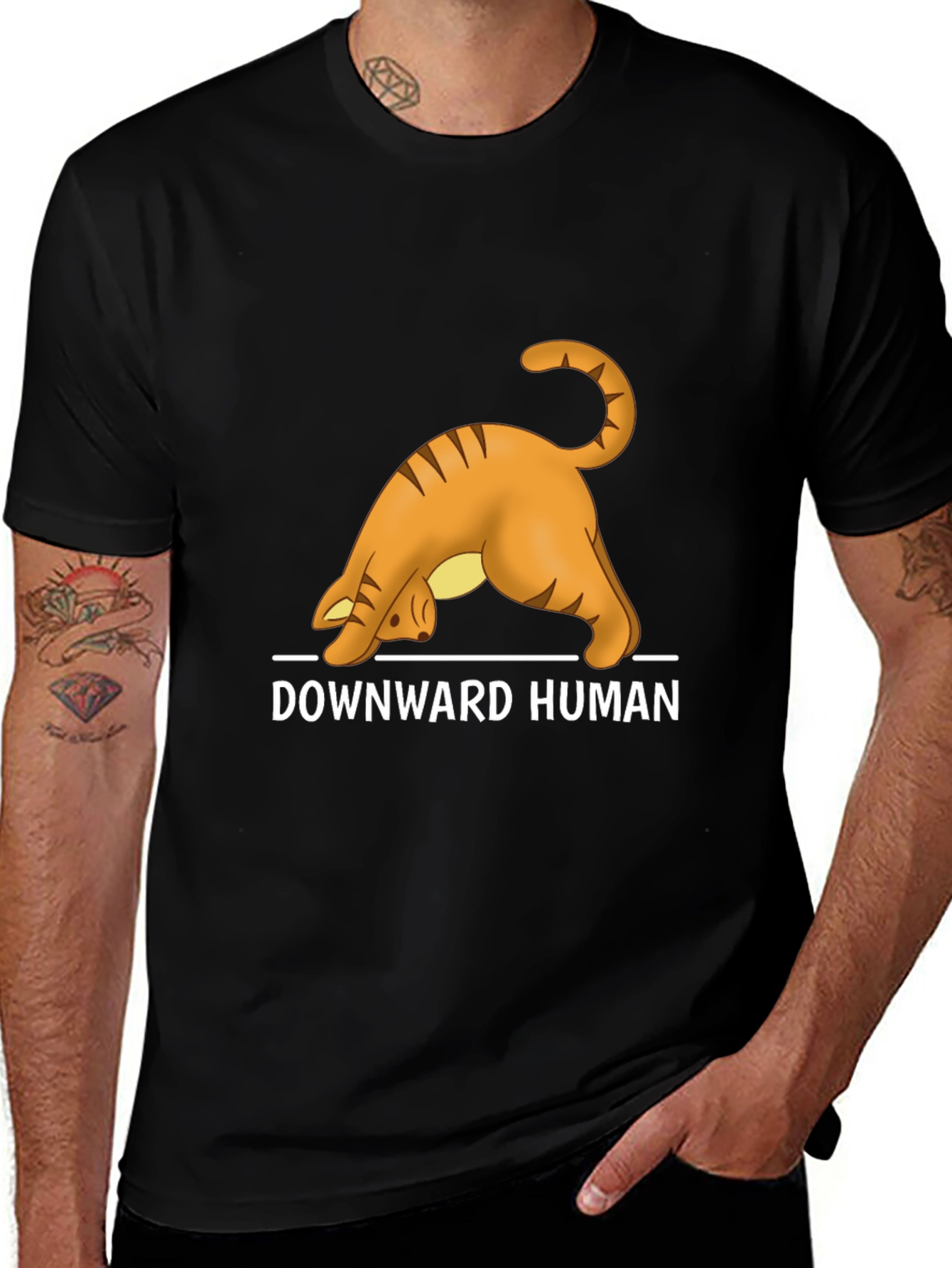 Variant 8 of Downward Human Yoga Cat Graphic Tee