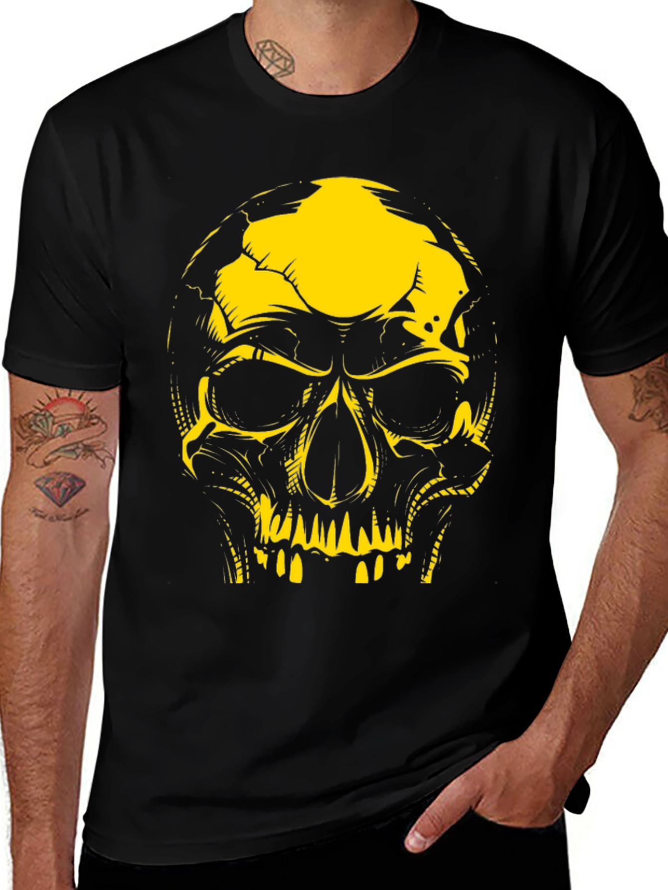 Variant 29 of Edgy Skull Graphic Tee - Black
