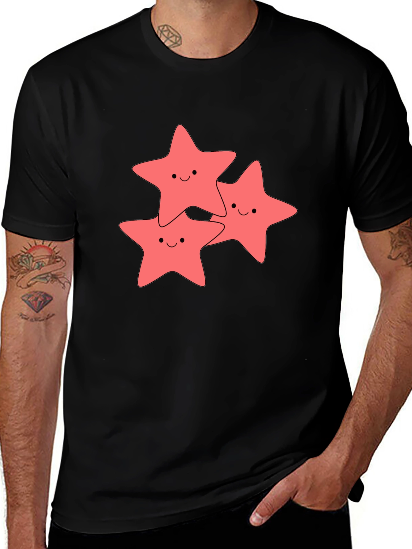 Variant 24 of Cute Starfish Graphic Black T-Shirt