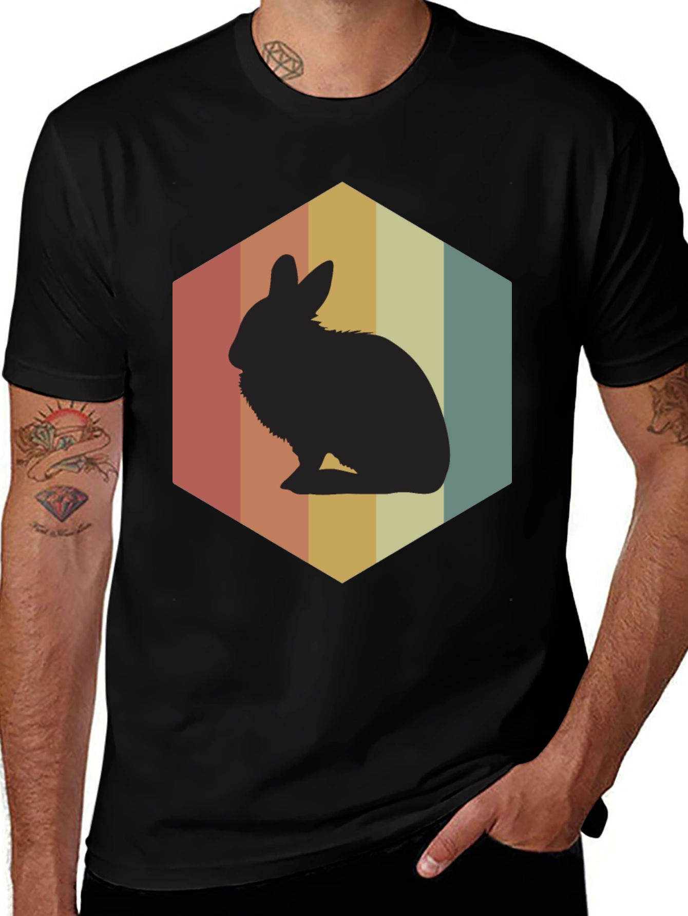 Variant 4 of Retro Rabbit Graphic Tee - Black