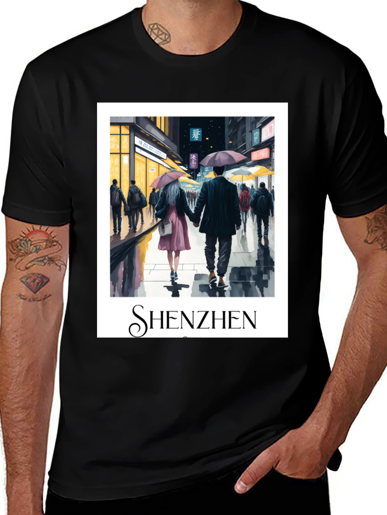 Shenzhen Rainy Street T-Shirt - Urban Style