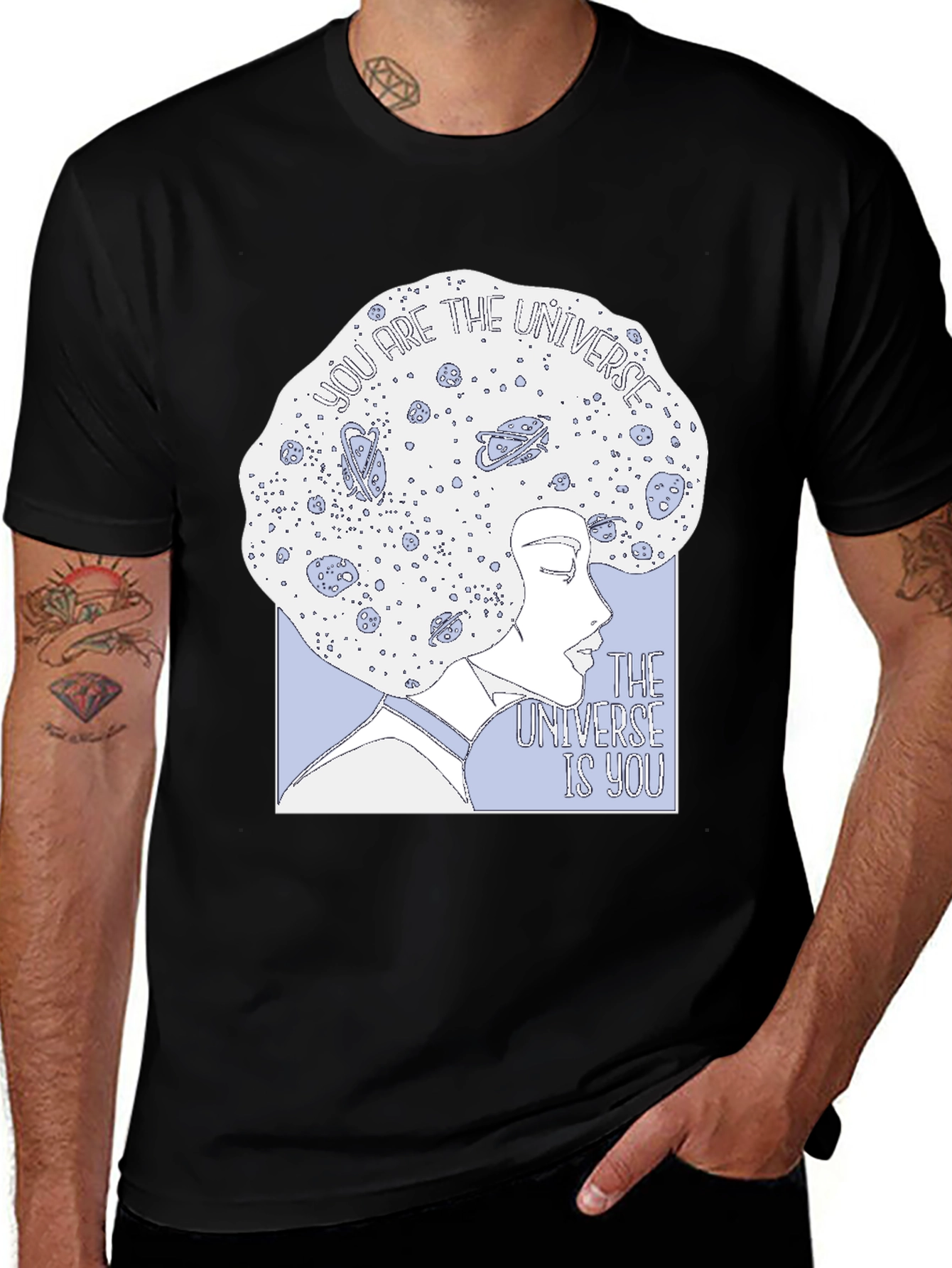 Variant 12 of Universe is You T-Shirt Black Cotton Graphic Tee