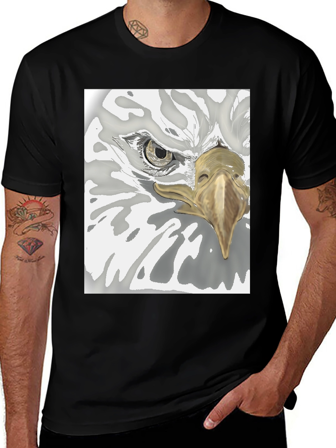Variant 26 of Eagle Graphic Tee - Black Cotton Blend