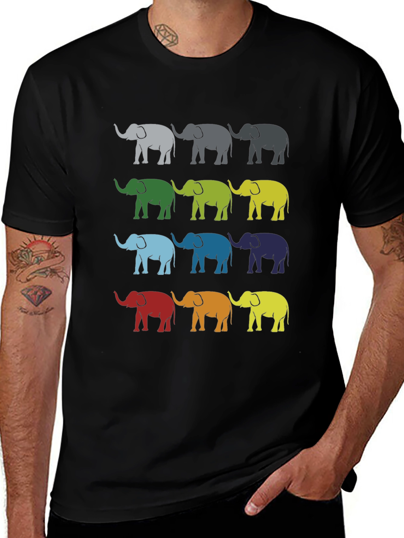 Variant 8 of Colorful Elephant Pattern T-Shirt