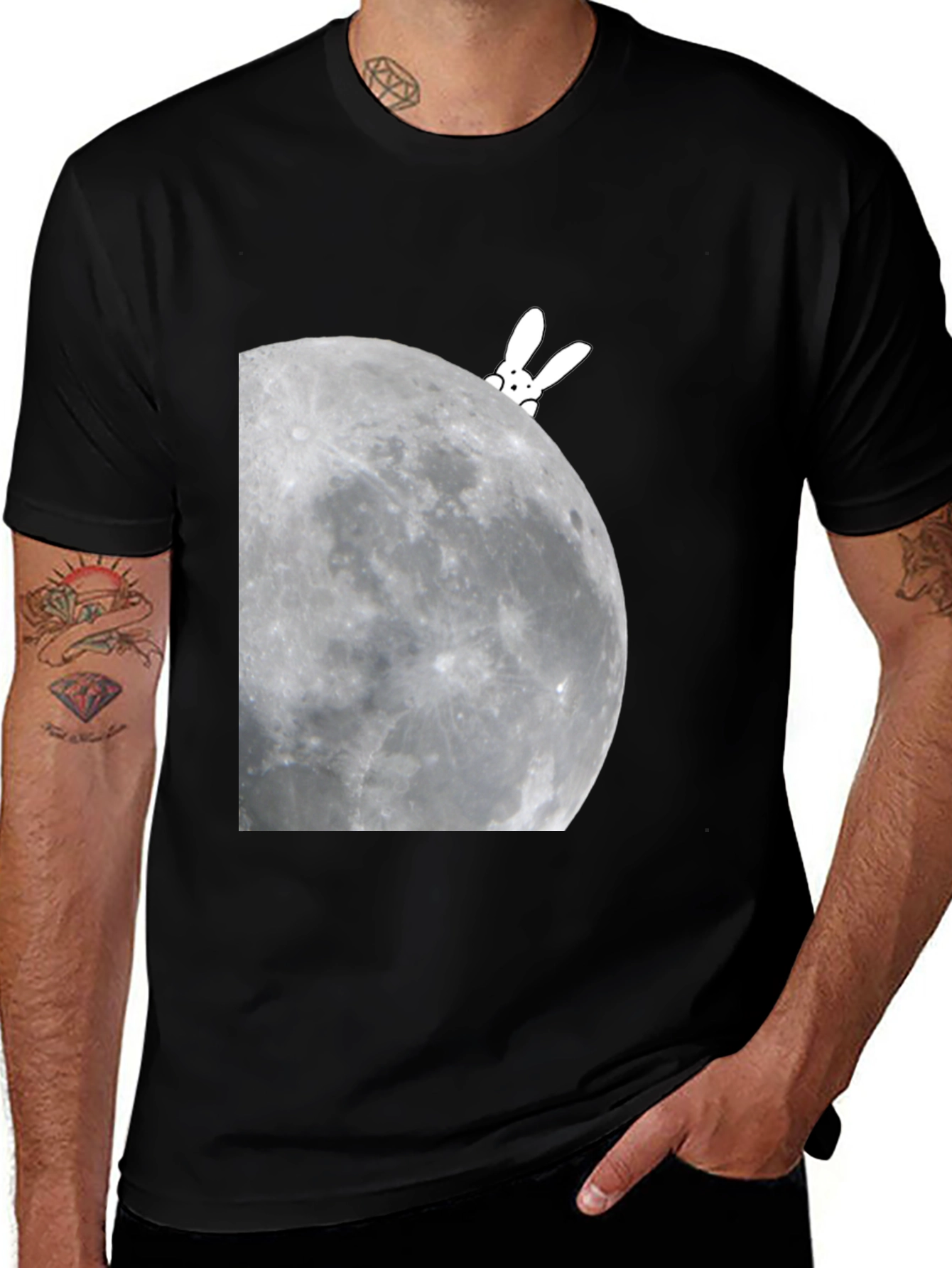 Variant 28 of Bunny on the Moon Graphic Tee