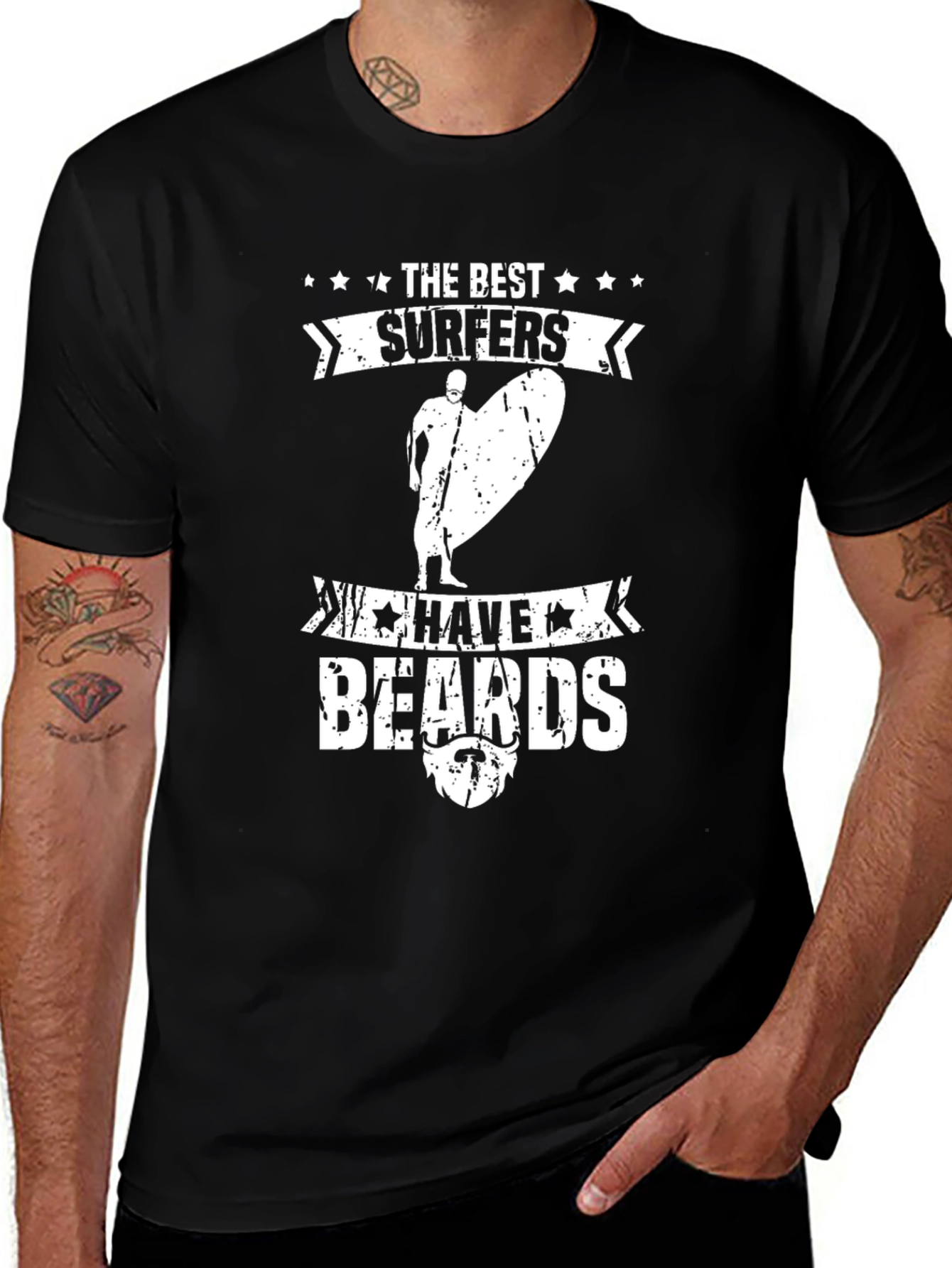 Variant 8 of The Best Surfers Have Beards Graphic T-Shirt