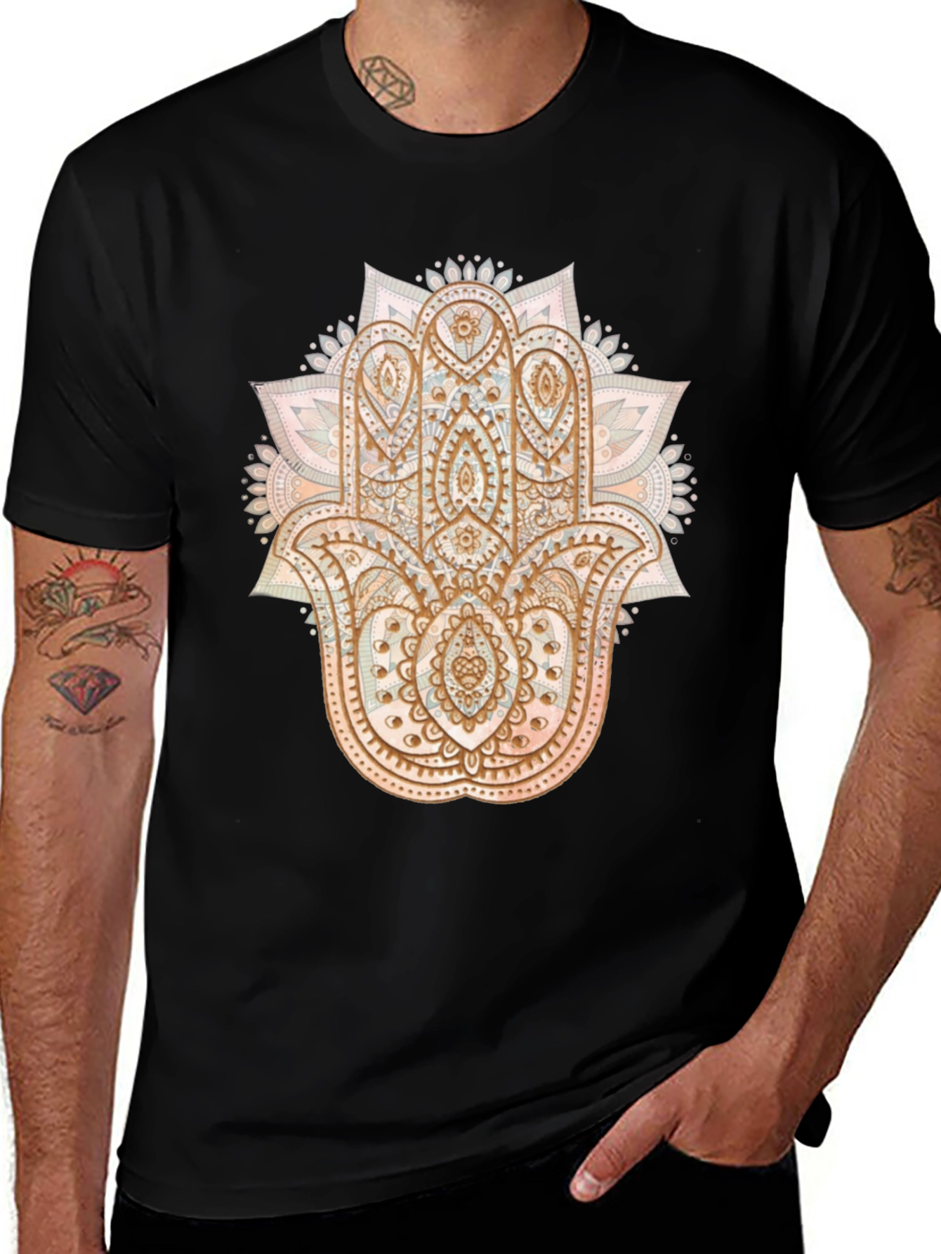 Variant 7 of Hamsa Hand Graphic Tee - Boho Style