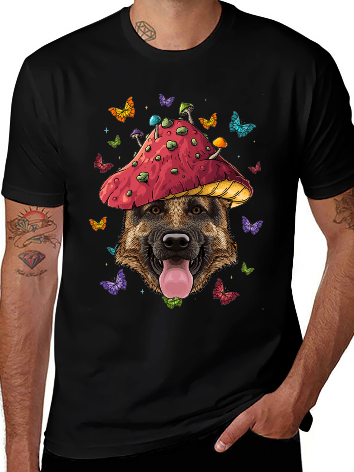 Variant 29 of Dog in Mushroom Hat Graphic Tee