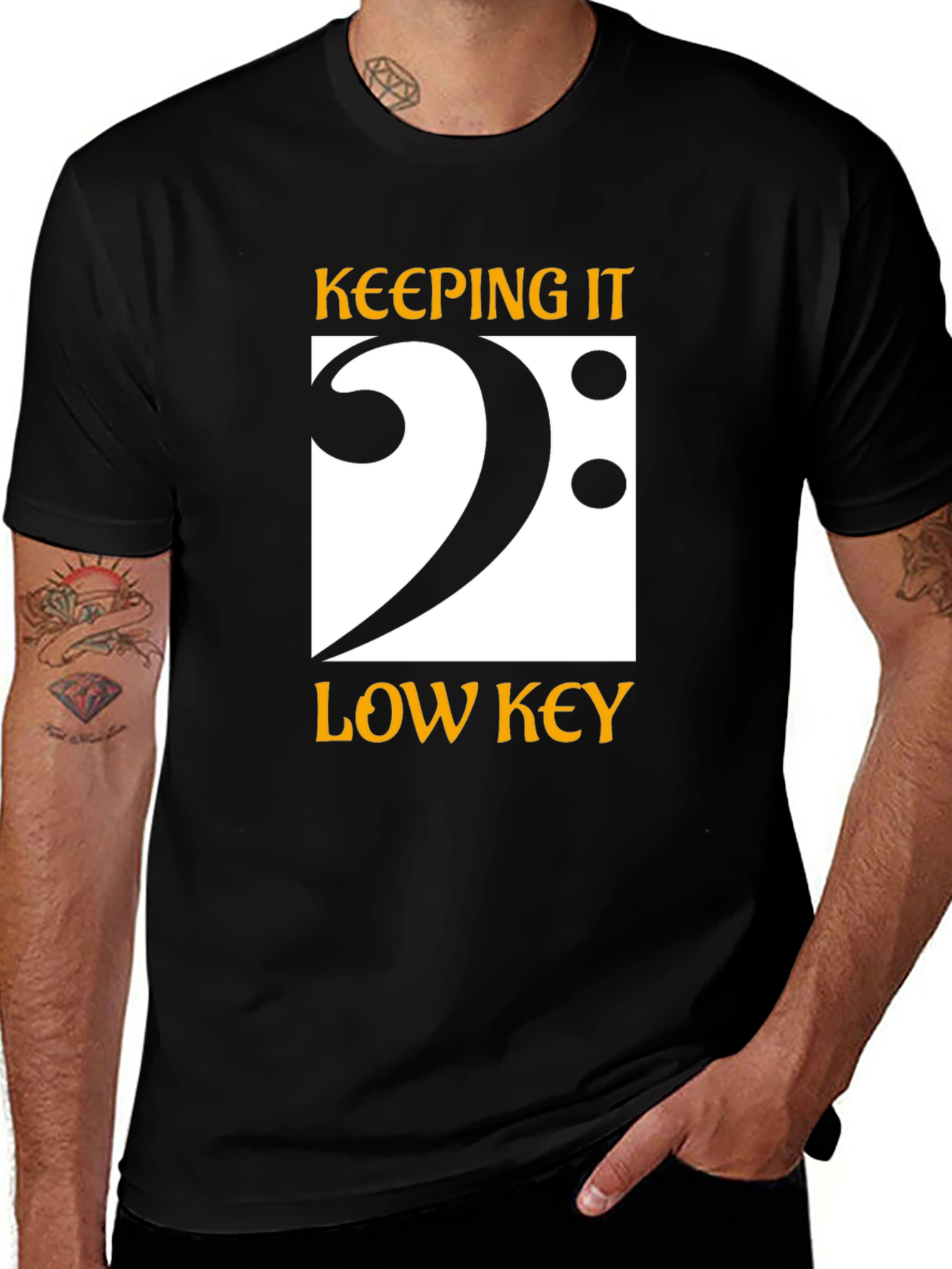 Variant 22 of Keeping It Low Key Bass Clef Music T-Shirt