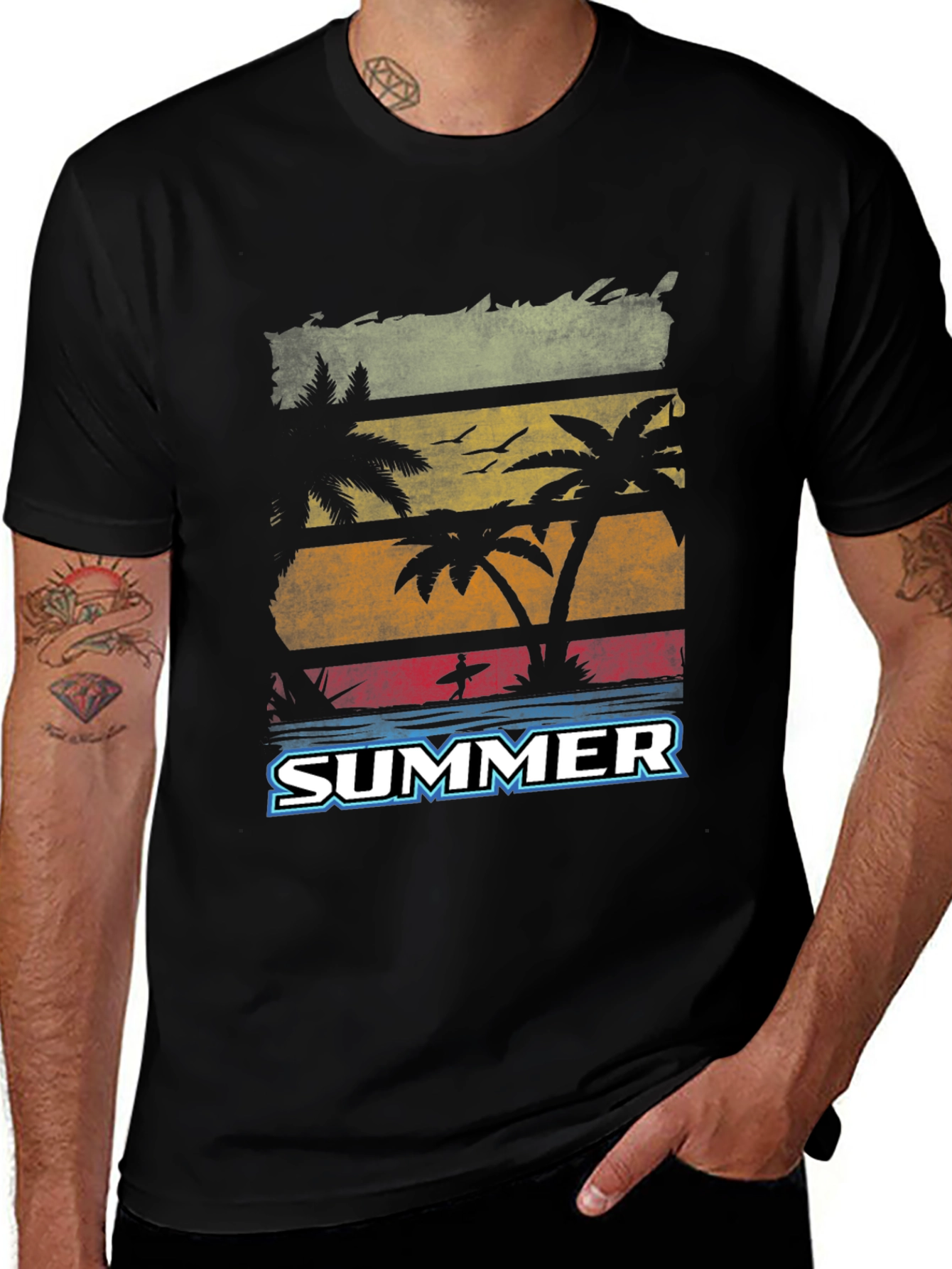 Variant 20 of Retro Summer Beach Palm Tree Graphic T-Shirt