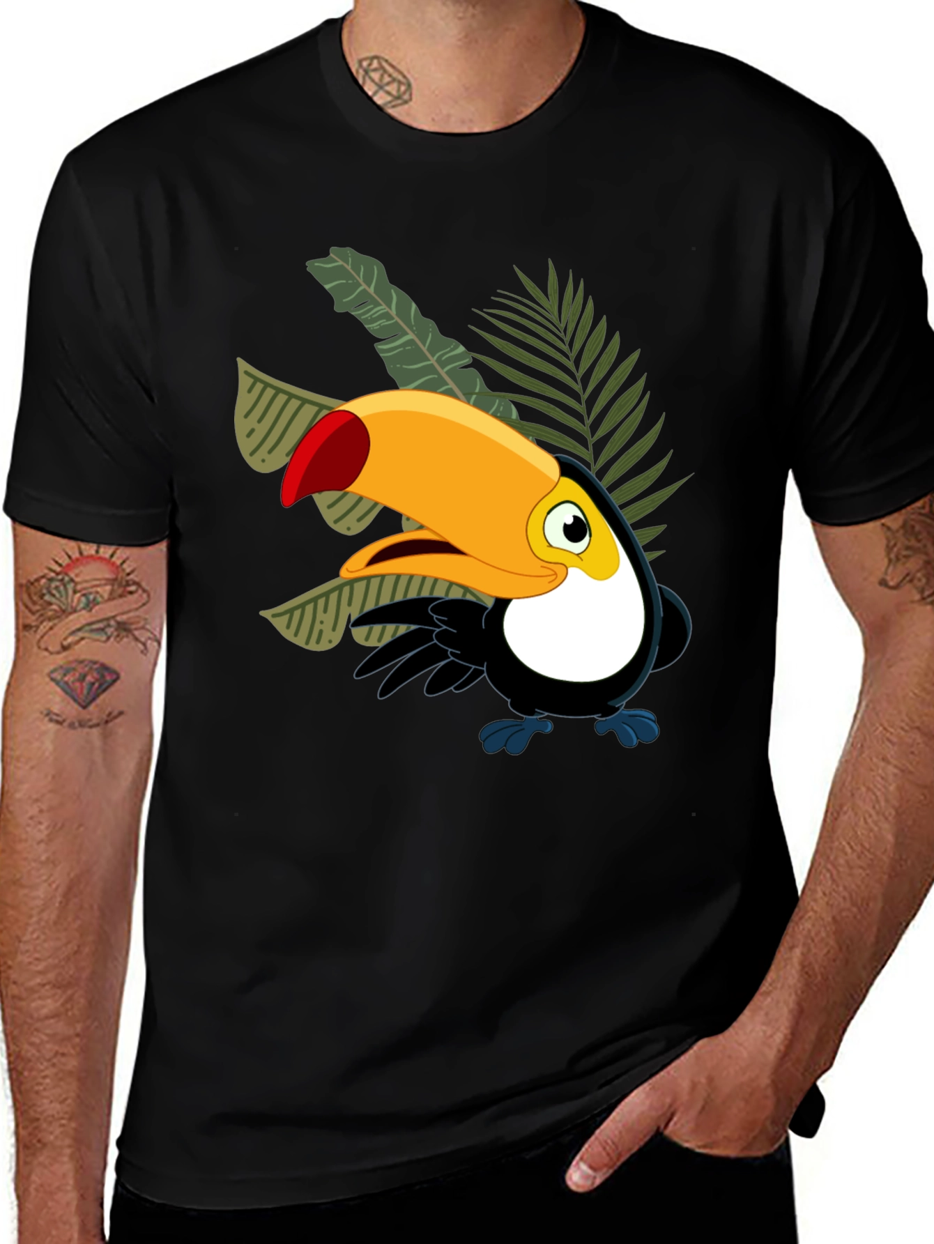 Variant 16 of Cartoon Toucan Black T-Shirt