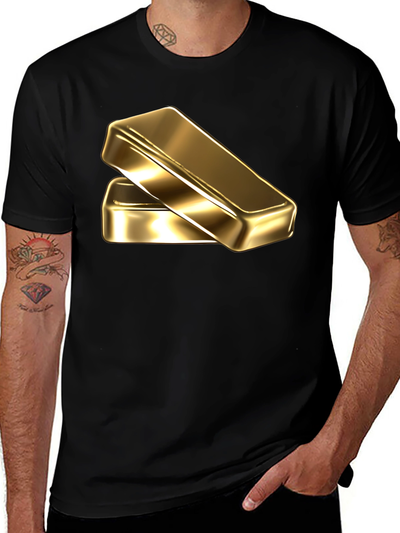 Variant 4 of Gold Bar Graphic Tee - Luxury Style