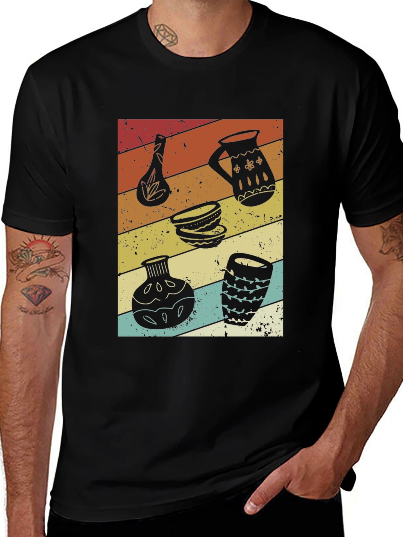 Variant 7 of Retro Pottery Art Black T-Shirt