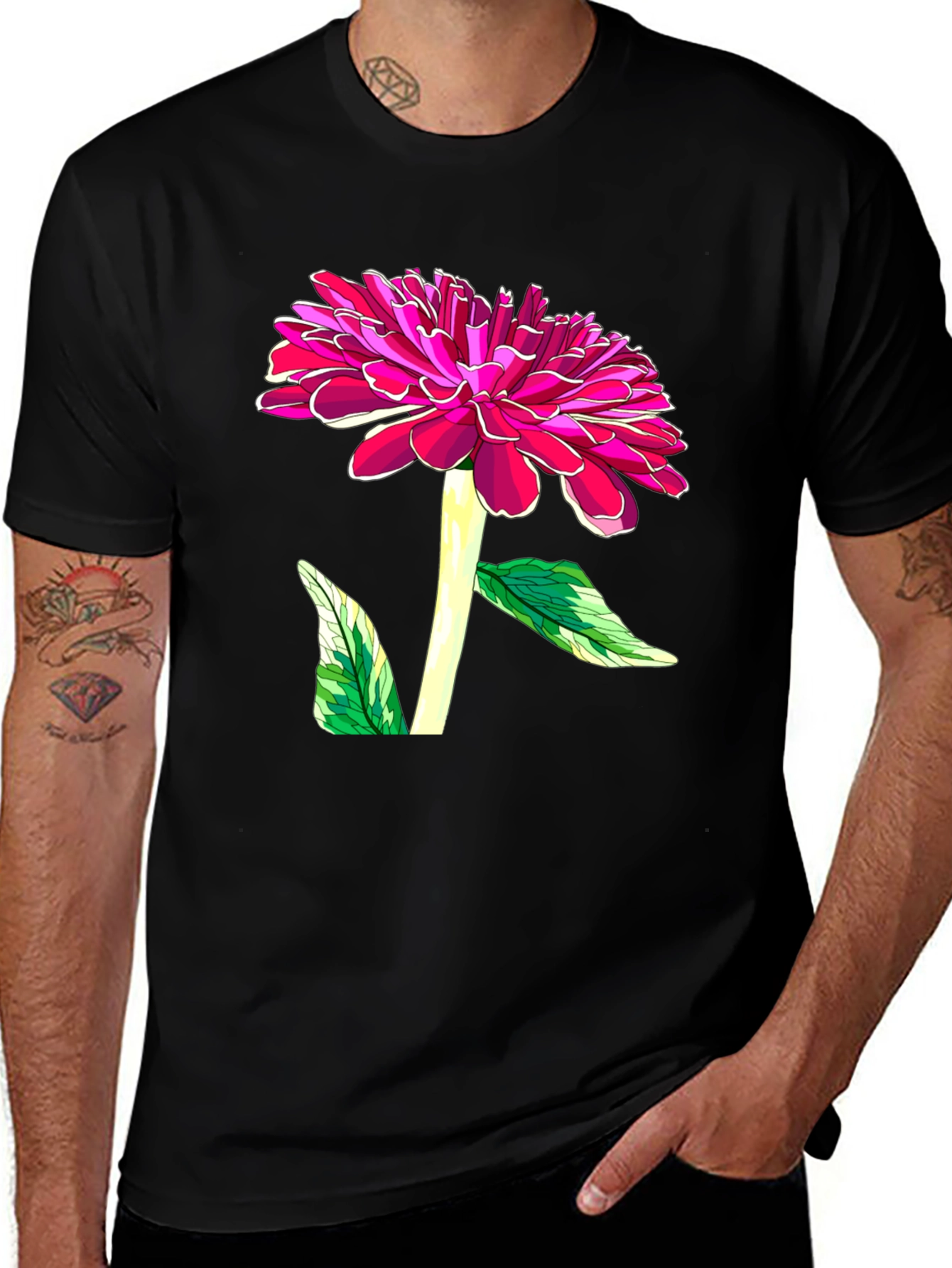Variant 6 of Floral Graphic Tee - Bold Flower Design