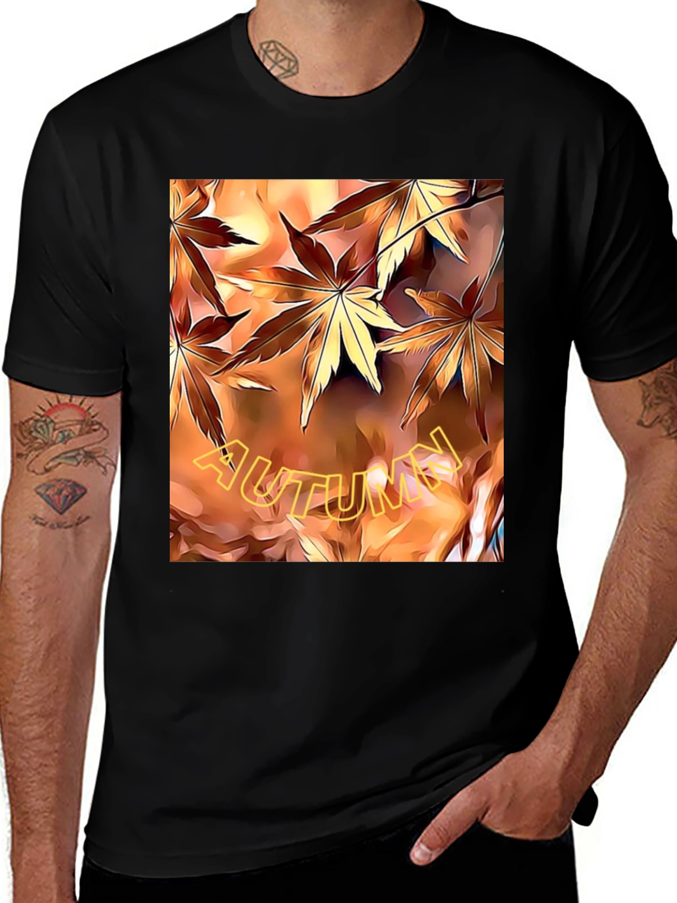 Variant 8 of Autumn Leaves Graphic Tee - Stylish Fall Design
