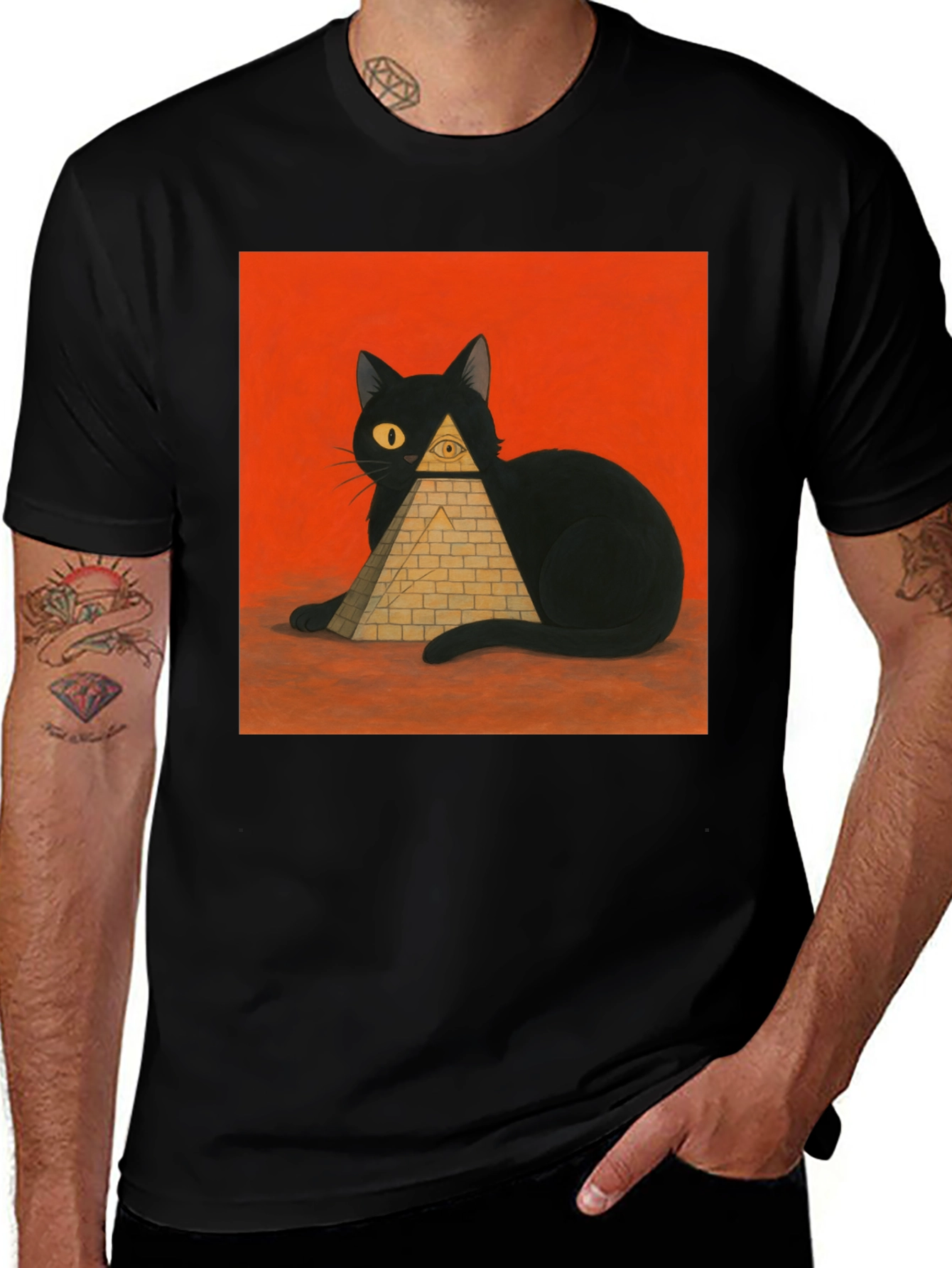 Variant 27 of Cat Illuminati T-Shirt - Black