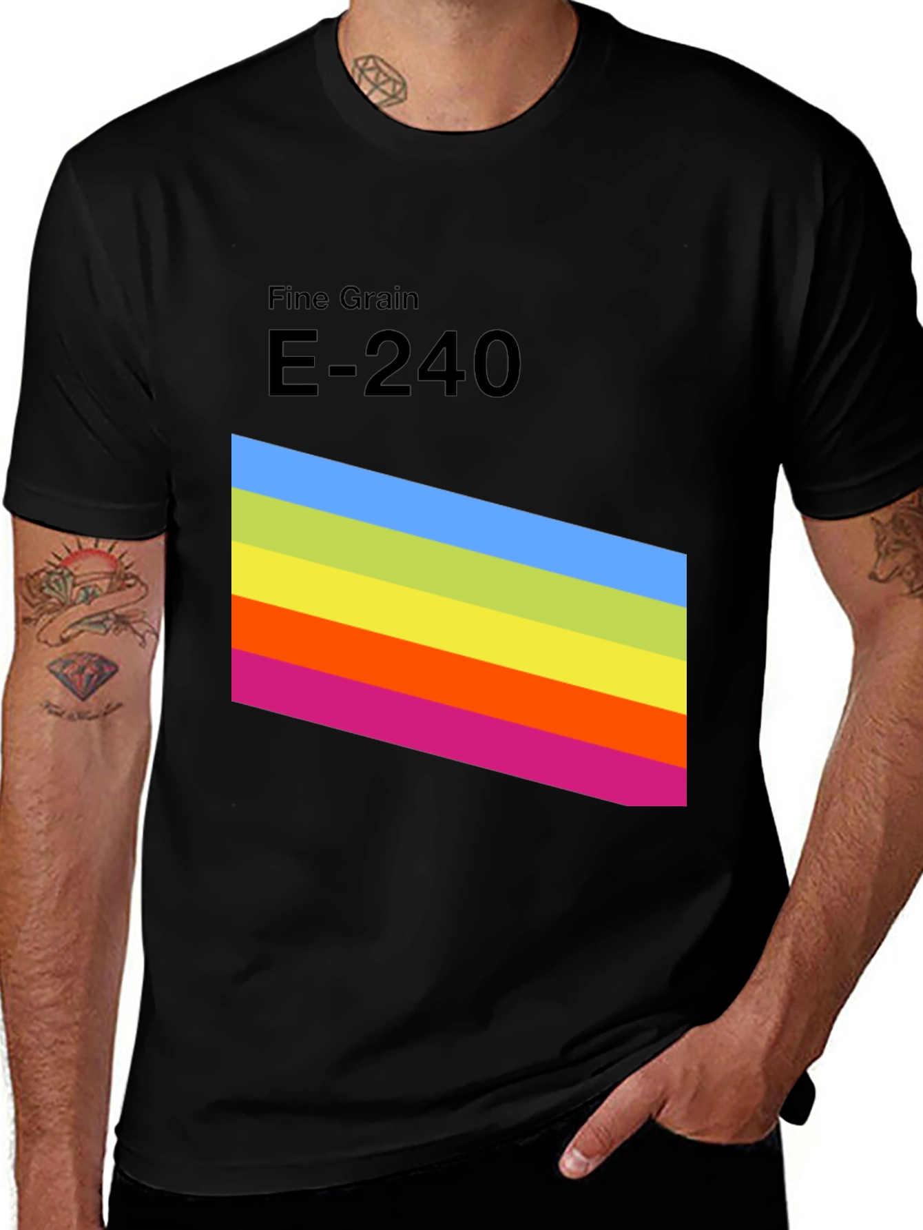 Variant 24 of Retro Fine Grain E-240 Graphic Tee - Soft Black Cotton Blend