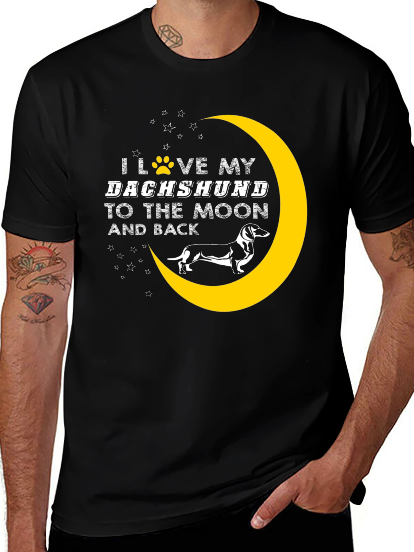 Variant 18 of Dachshund Moon Graphic Tee - Dog Lover Shirt