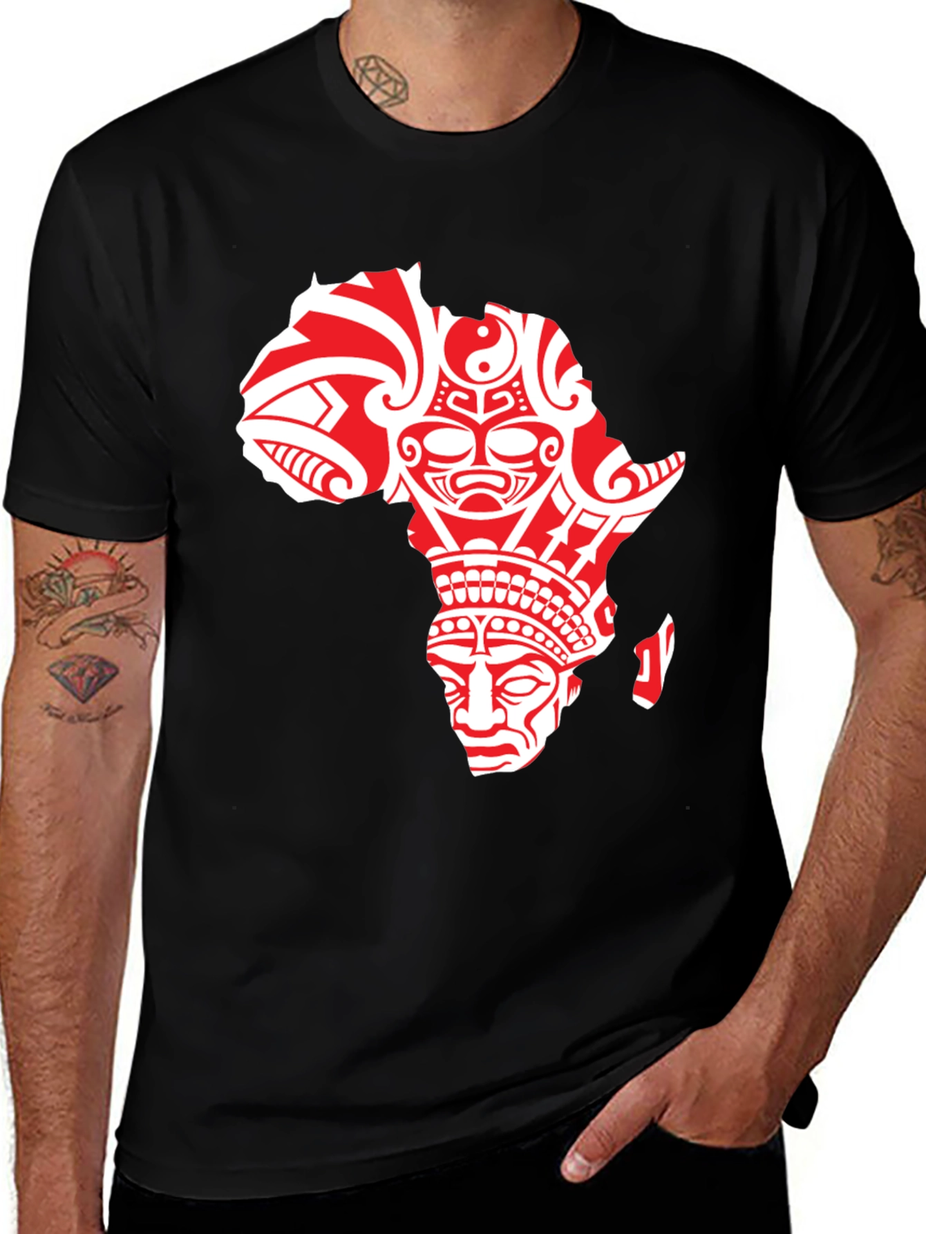 Variant 12 of Tribal Africa Graphic Print Crewneck T-Shirt