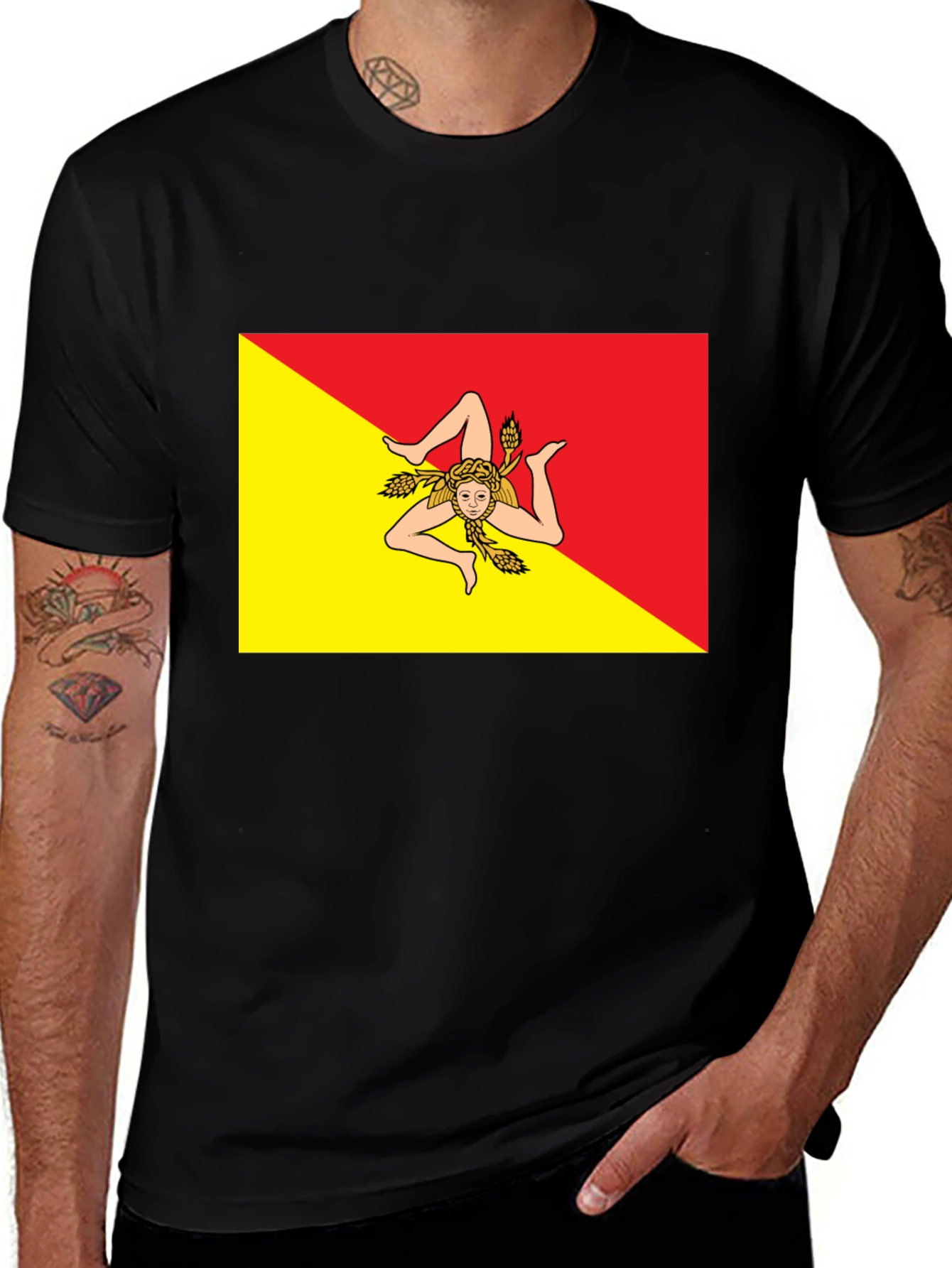 Sicily Flag T-Shirt - Mens Black Tee