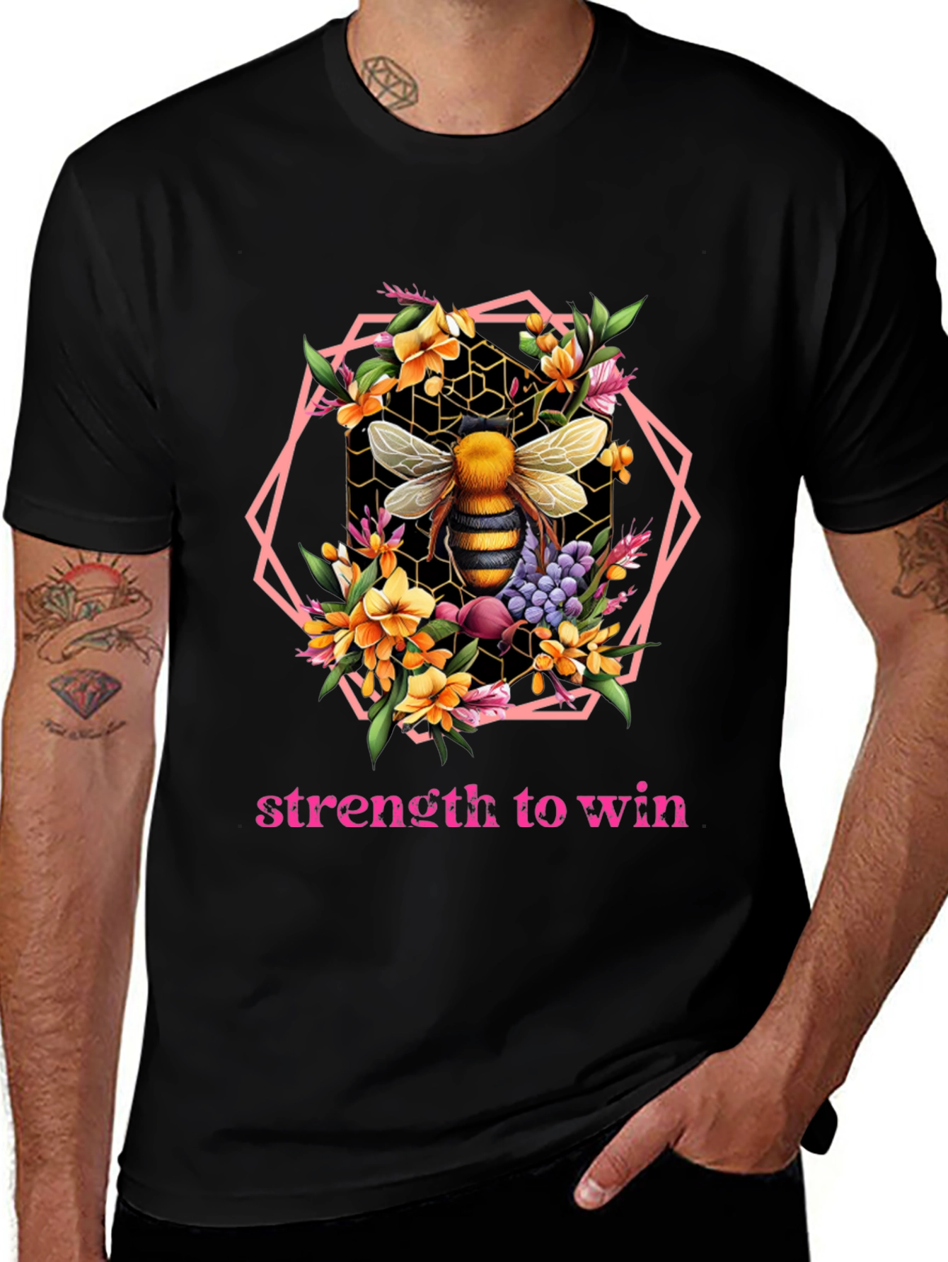 Variant 21 of Strength to Win Bee Graphic T-Shirt