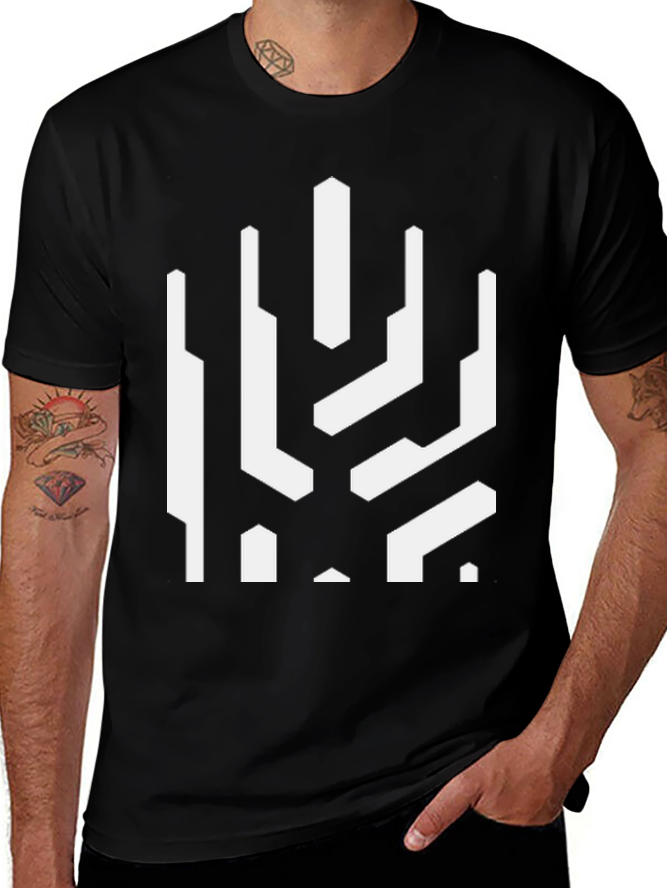 Variant 28 of Modern Geometric Black T-Shirt