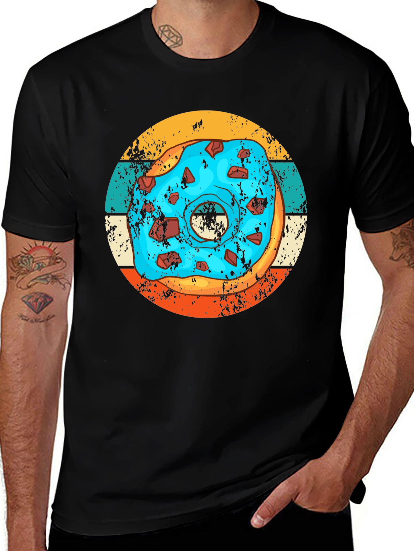 Variant 28 of Retro Donut Graphic Tee - Unique Black T-Shirt