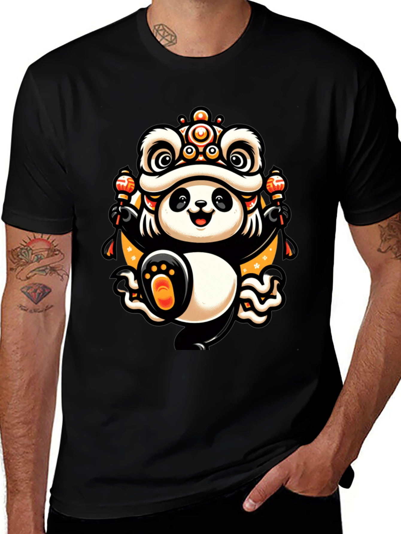 Panda Lion Dance T-Shirt - Lucky Charm