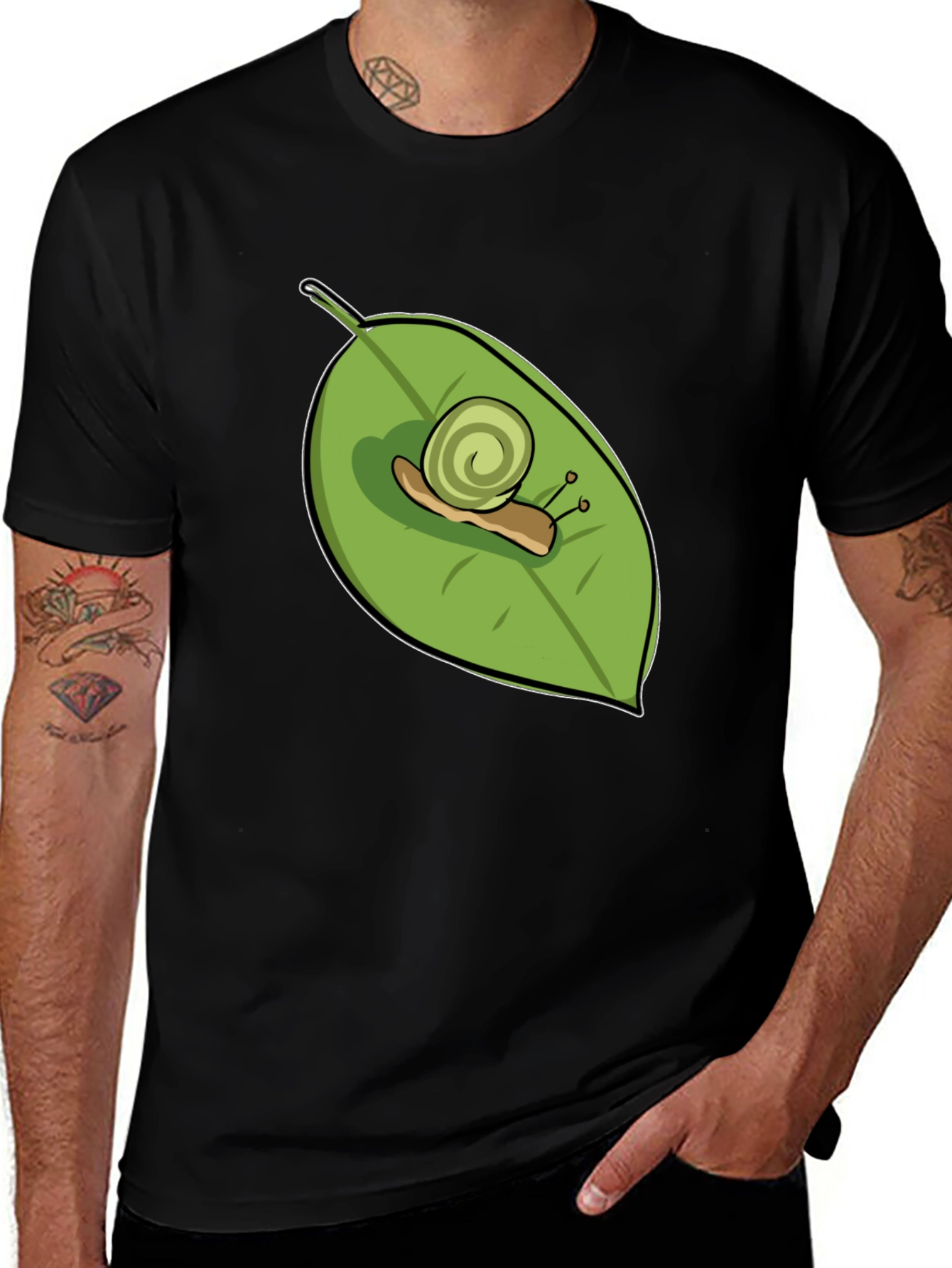 Variant 4 of Snail on Leaf Graphic Tee - Nature Lover Shirt