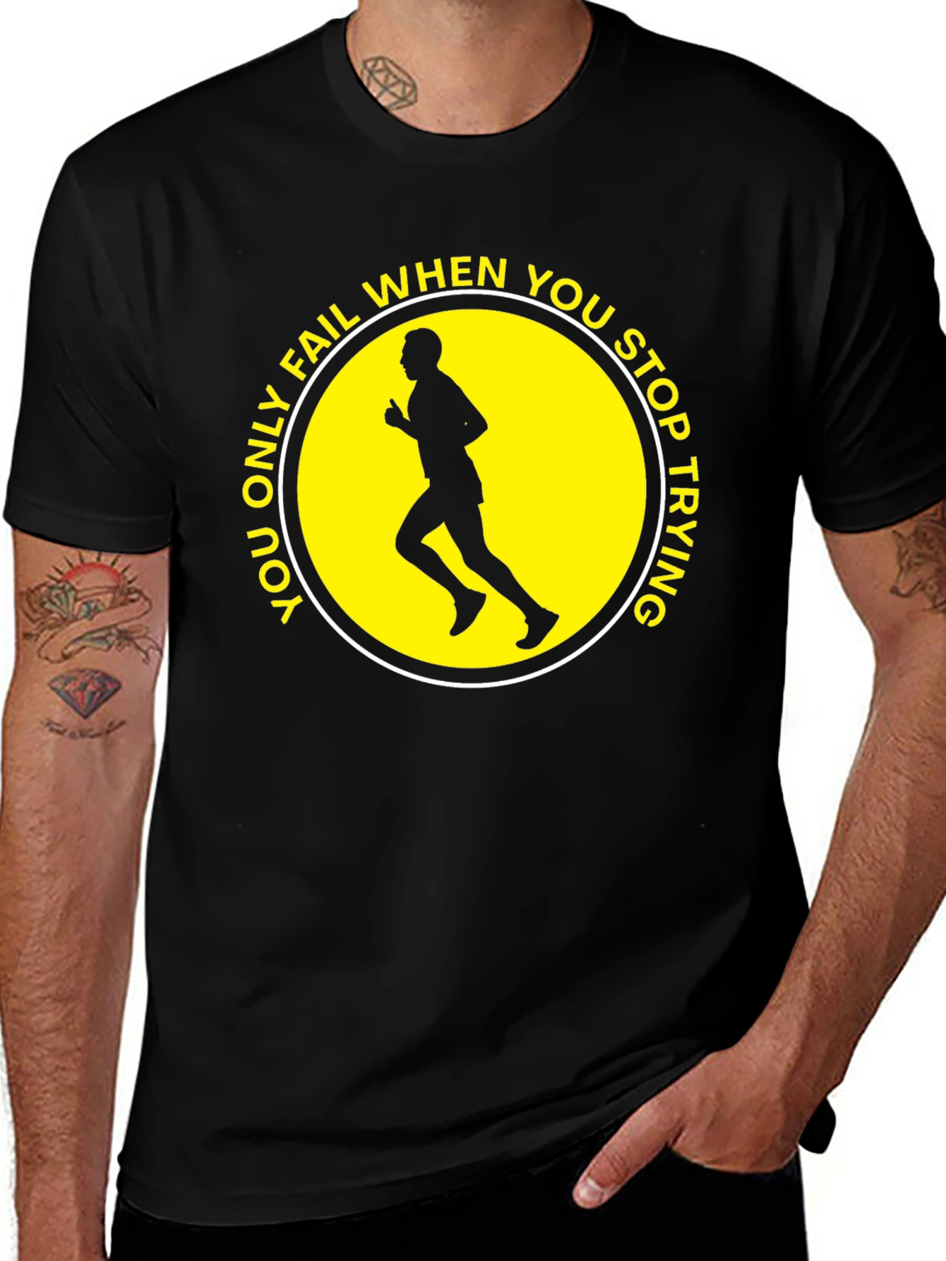 Variant 14 of Motivational Running T-Shirt: Never Stop Trying!
