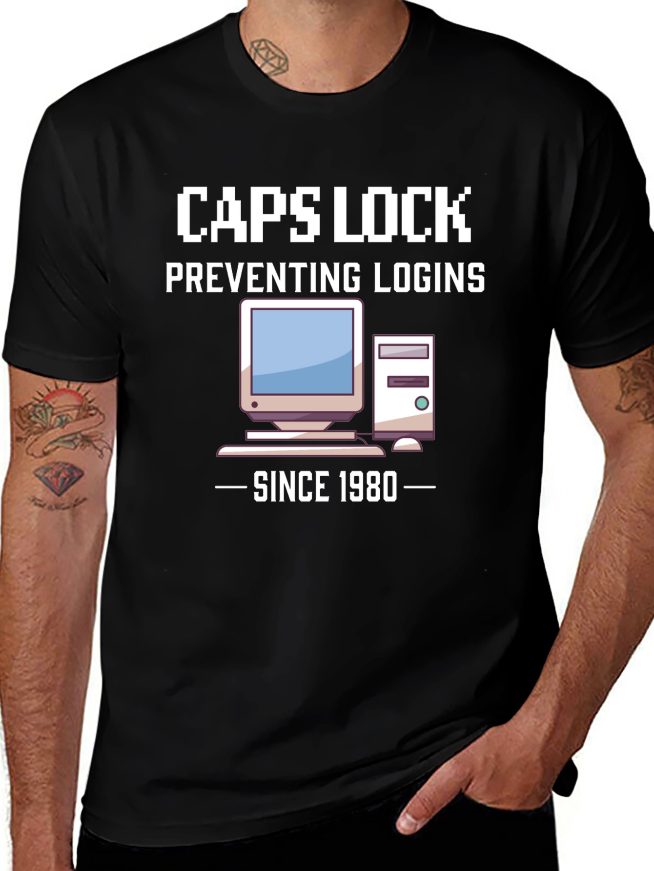 Variant 15 of Caps Lock Preventing Logins Since 1980 T-Shirt