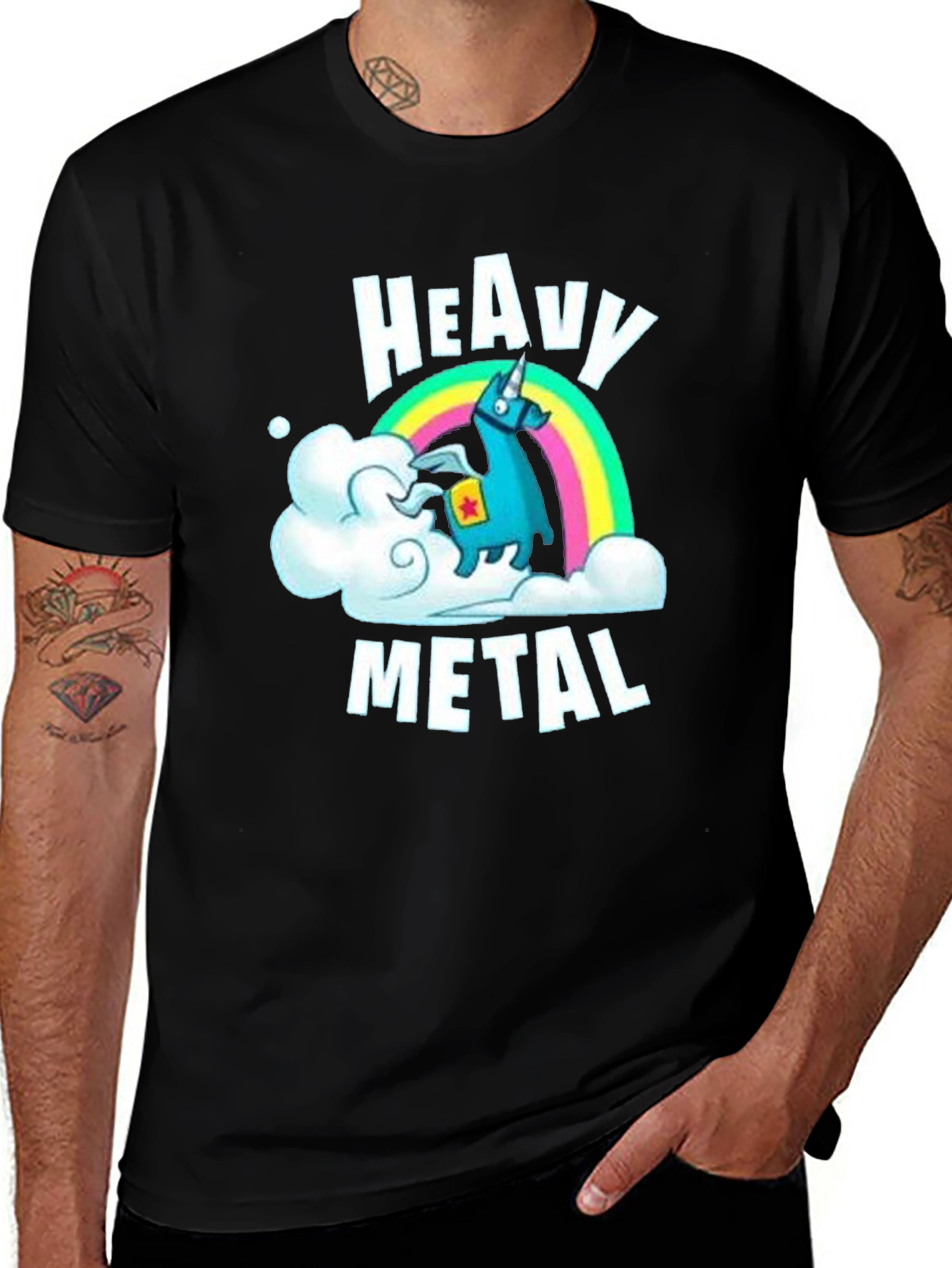 Variant 29 of Heavy Metal Llama T-Shirt - Black Graphic Tee