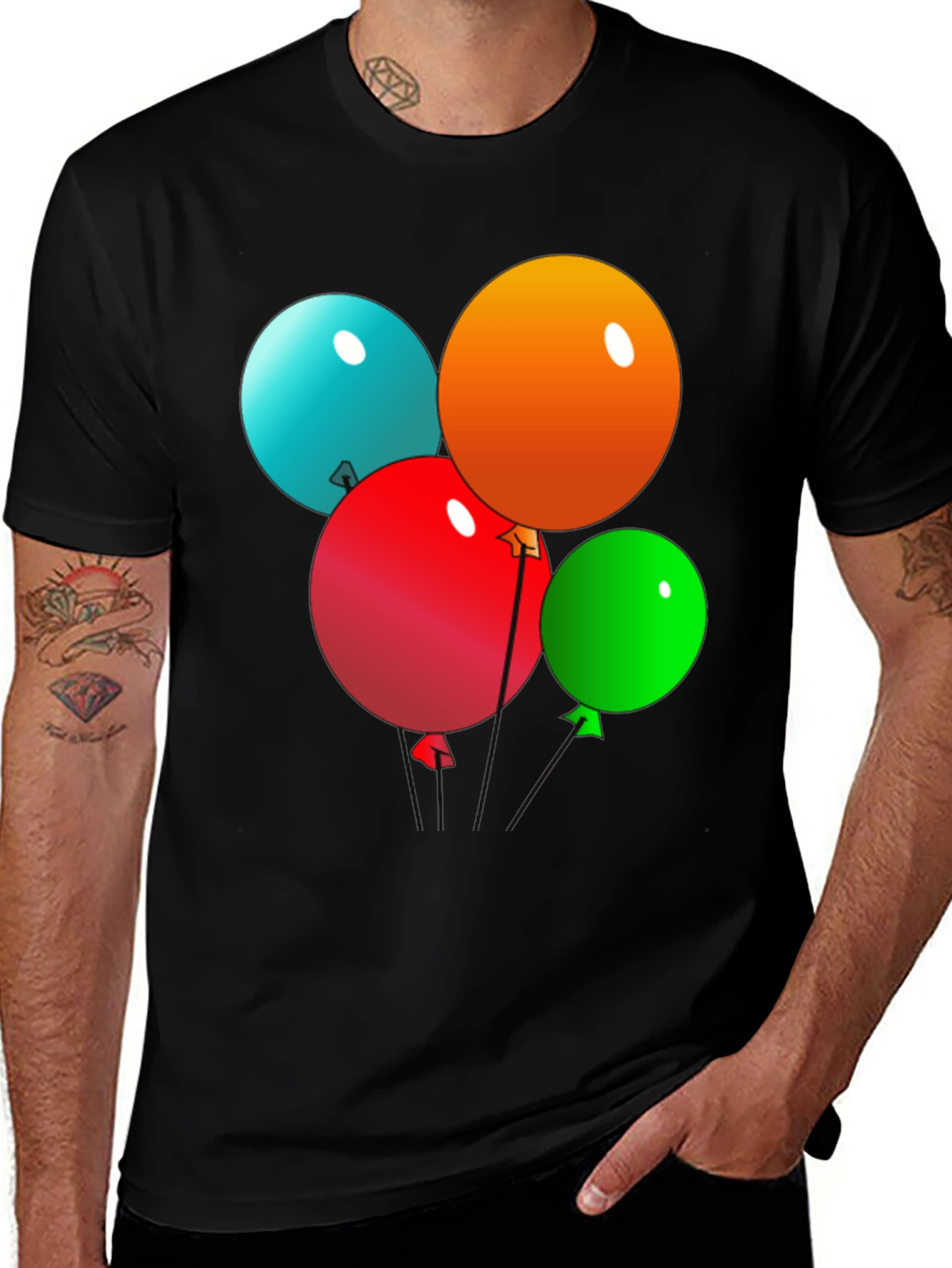 Variant 8 of Fun Balloons Graphic Black T-Shirt
