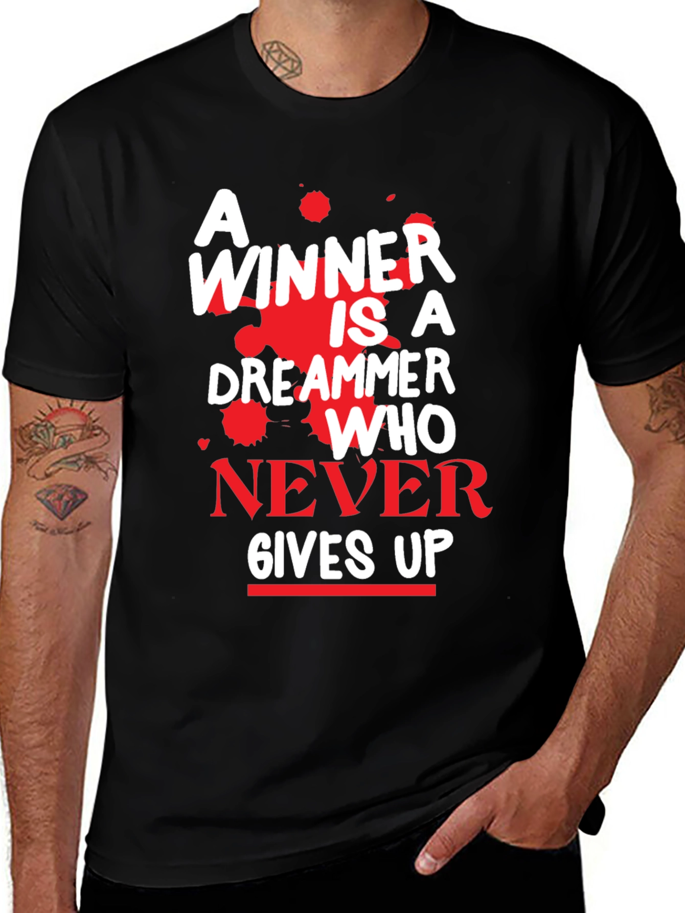 Variant 14 of Motivational T-Shirt - A Winner Never Gives Up!