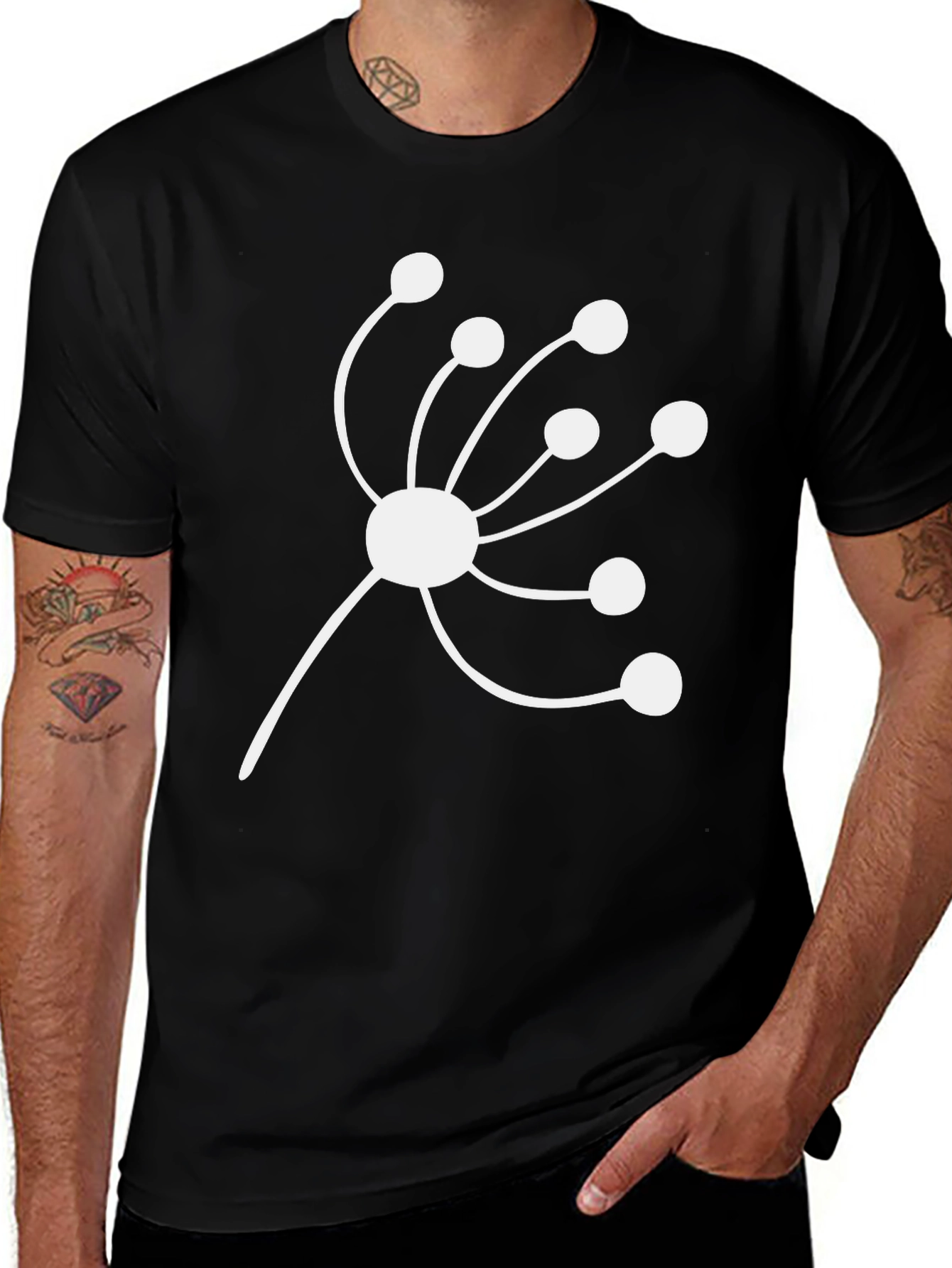 Variant 6 of Abstract Floral Graphic Black T-Shirt