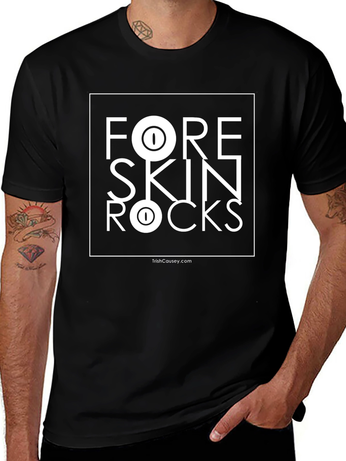 Variant 4 of Foreskin Rocks Black T-Shirt - Provocative Design