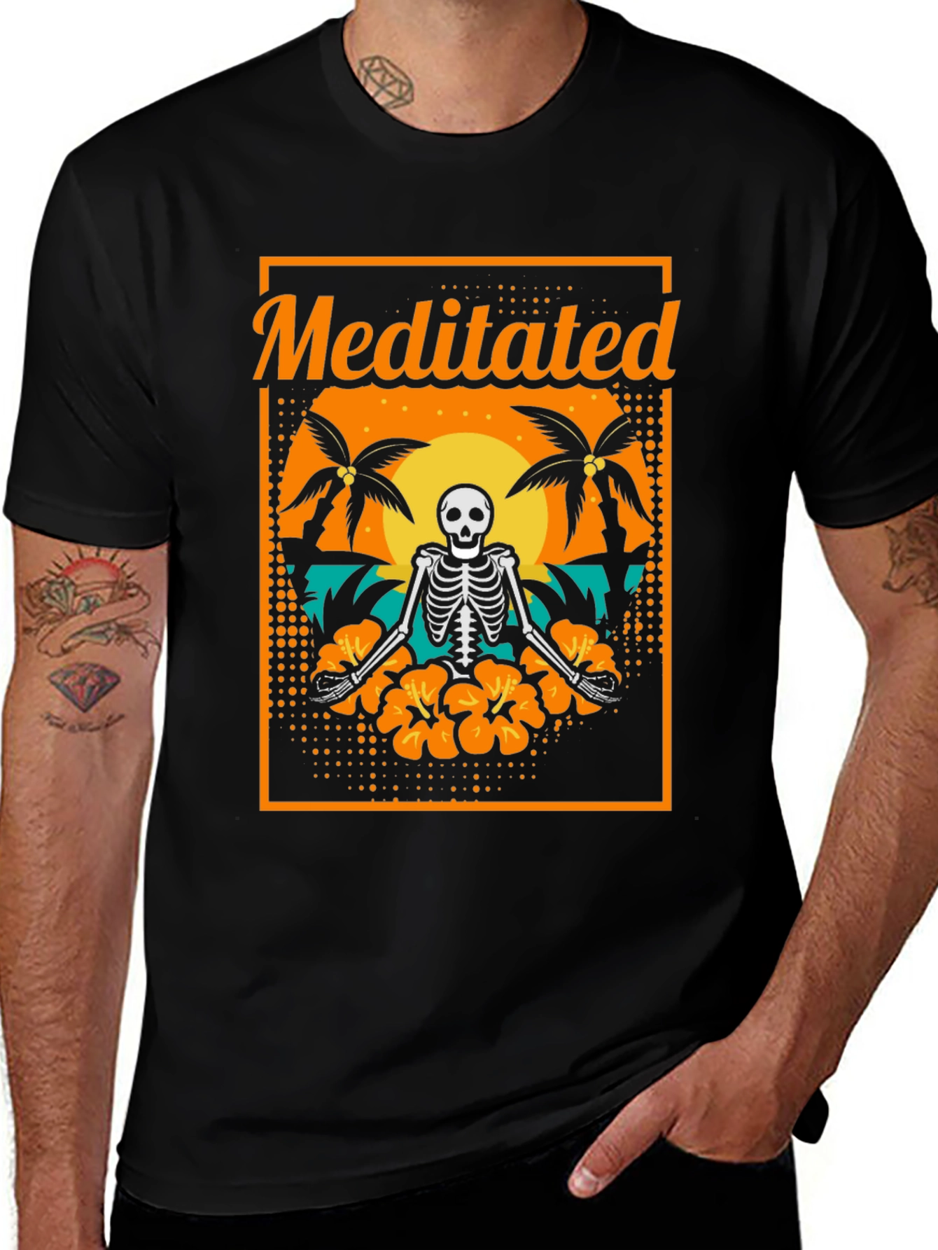 Variant 16 of Meditated Skeleton Beach Graphic Tee