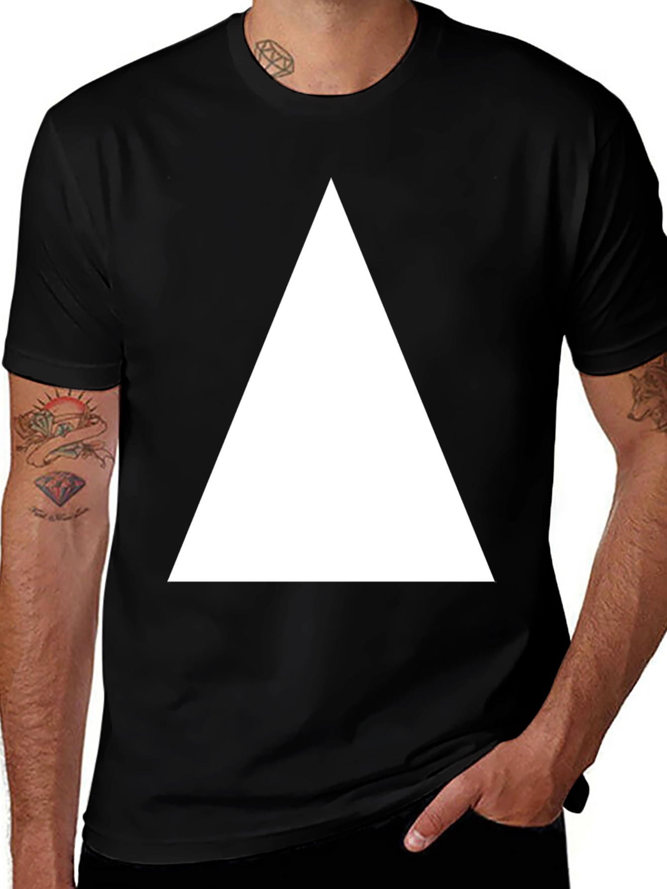 Variant 6 of Black T-Shirt with White Triangle Graphic