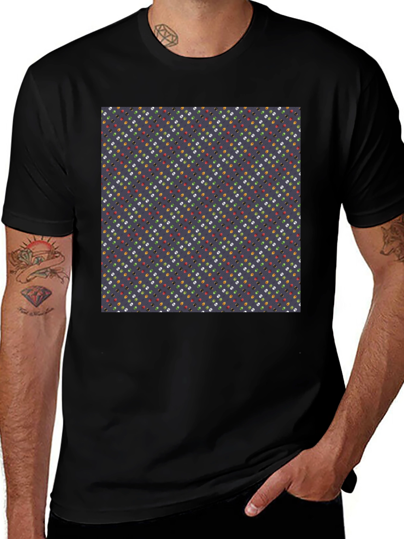 Variant 17 of Patterned Men's Black T-Shirt