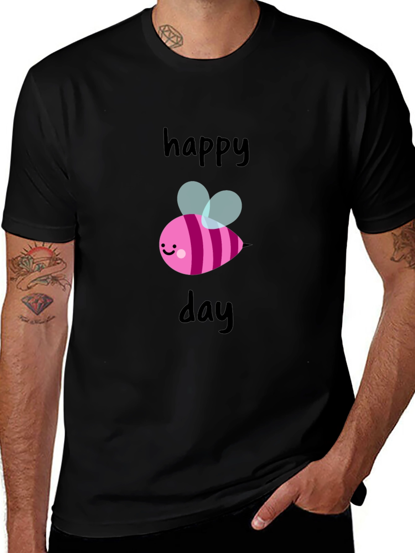 Variant 26 of Happy Bee Day Graphic Tee - Black