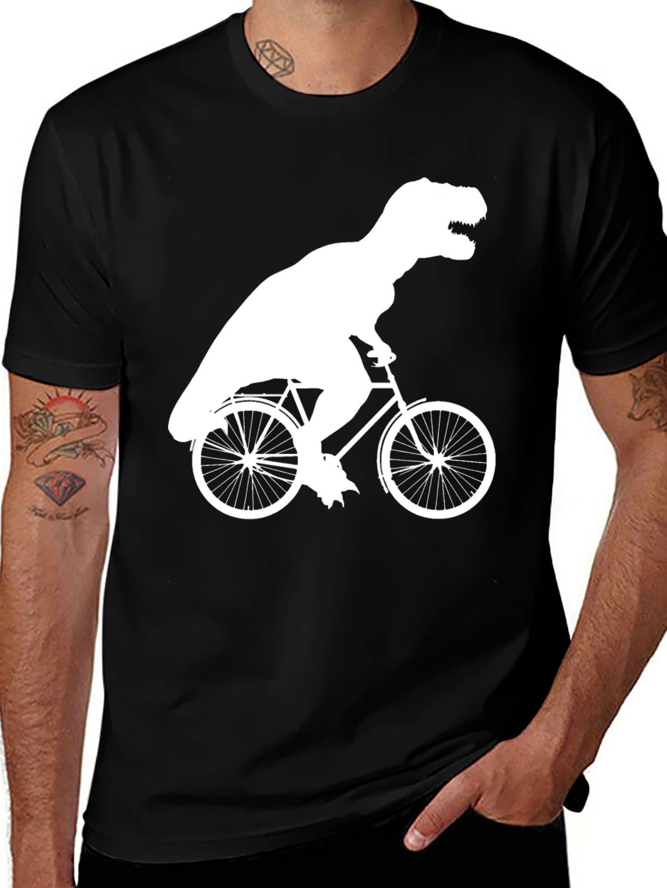 T-Rex Riding Bike Graphic Tee - Black