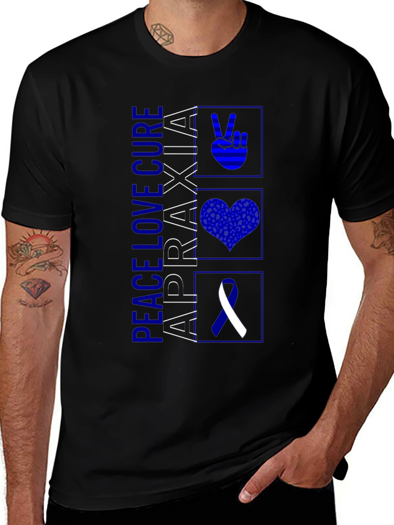 Apraxia Awareness Tee - Peace Love Cure Graphic T-Shirt