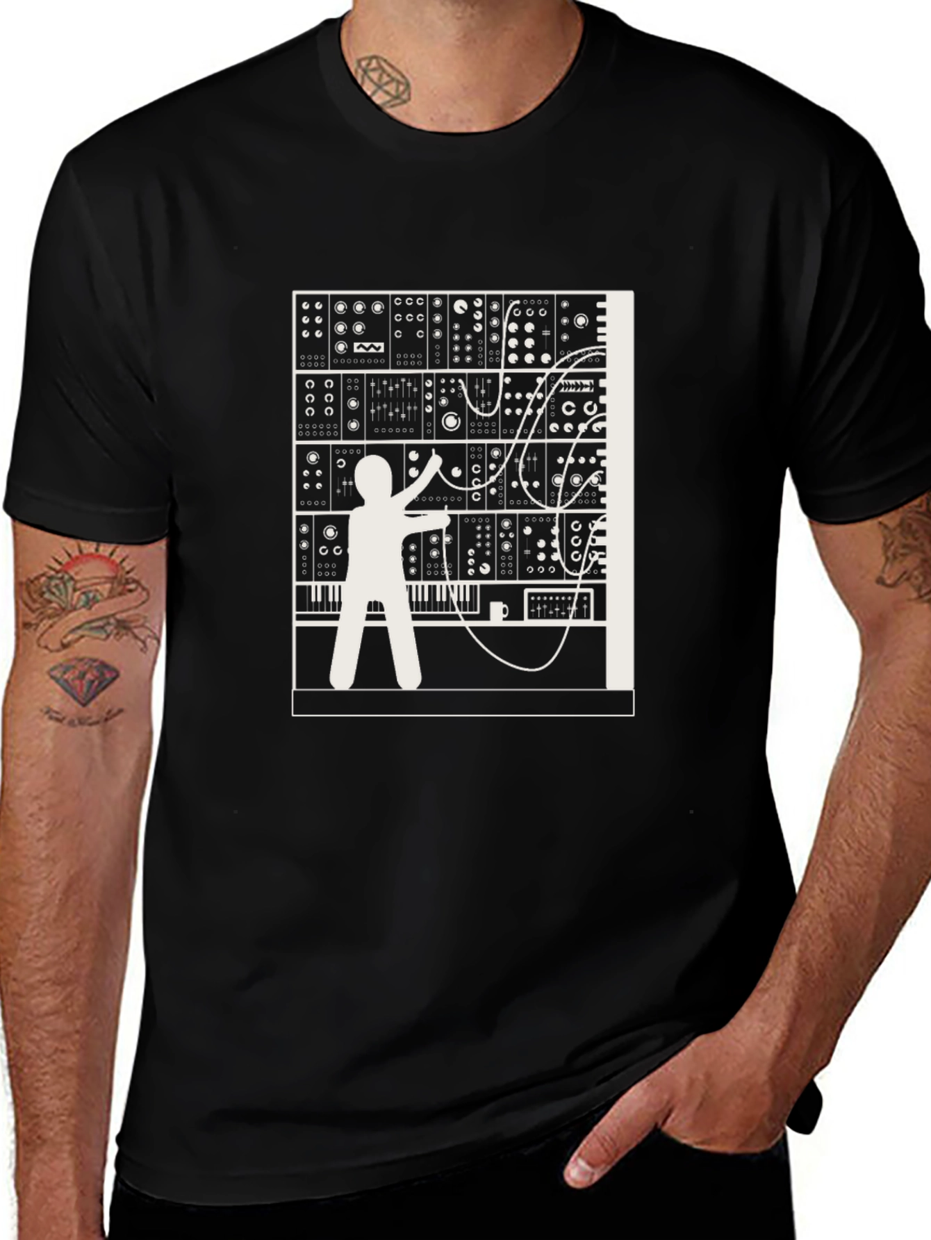 Black Modular Synthesizer Graphic Tee - Black main image